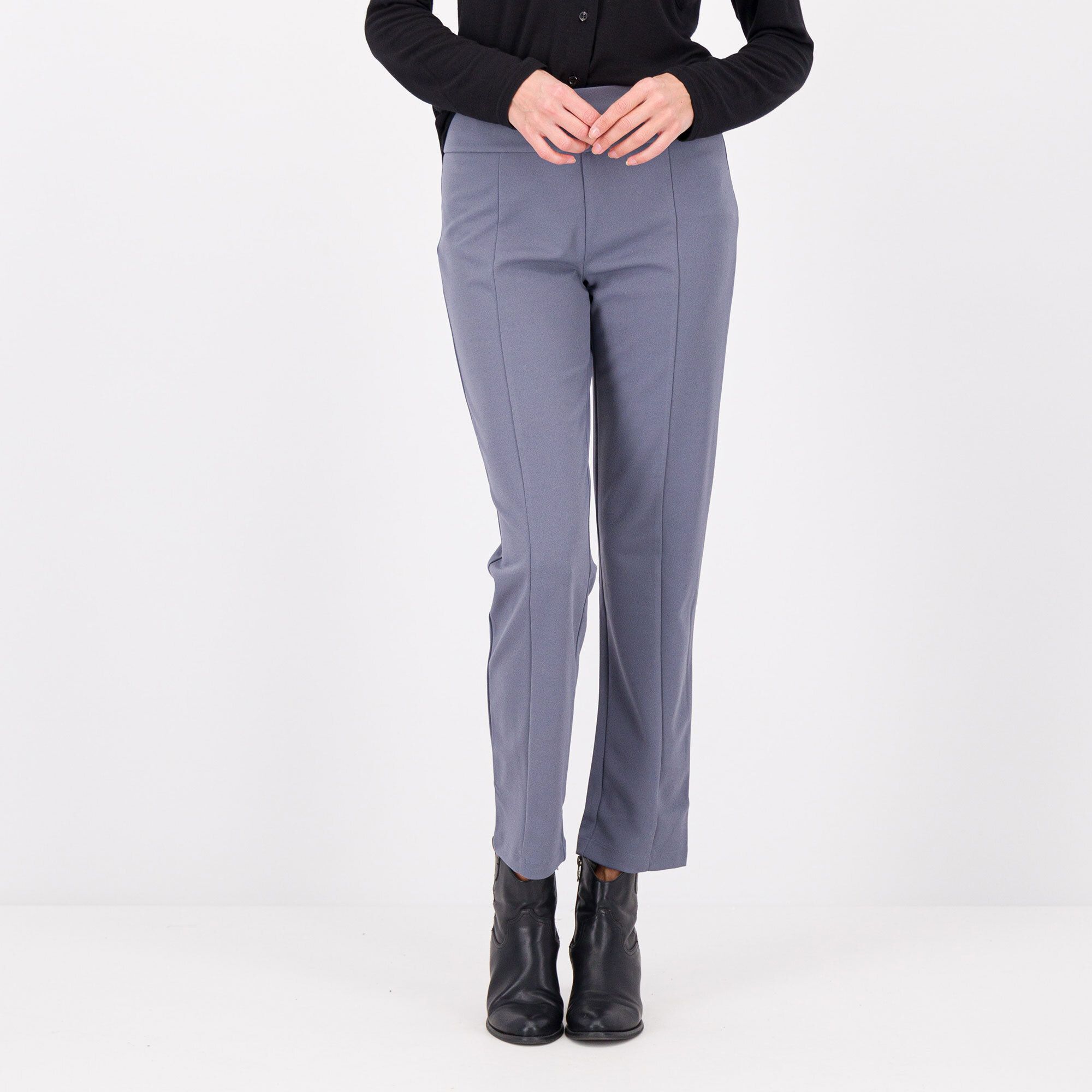 Image of Nina Leonard Pantaloni dritti in scuba crépe stretch anche Petite061