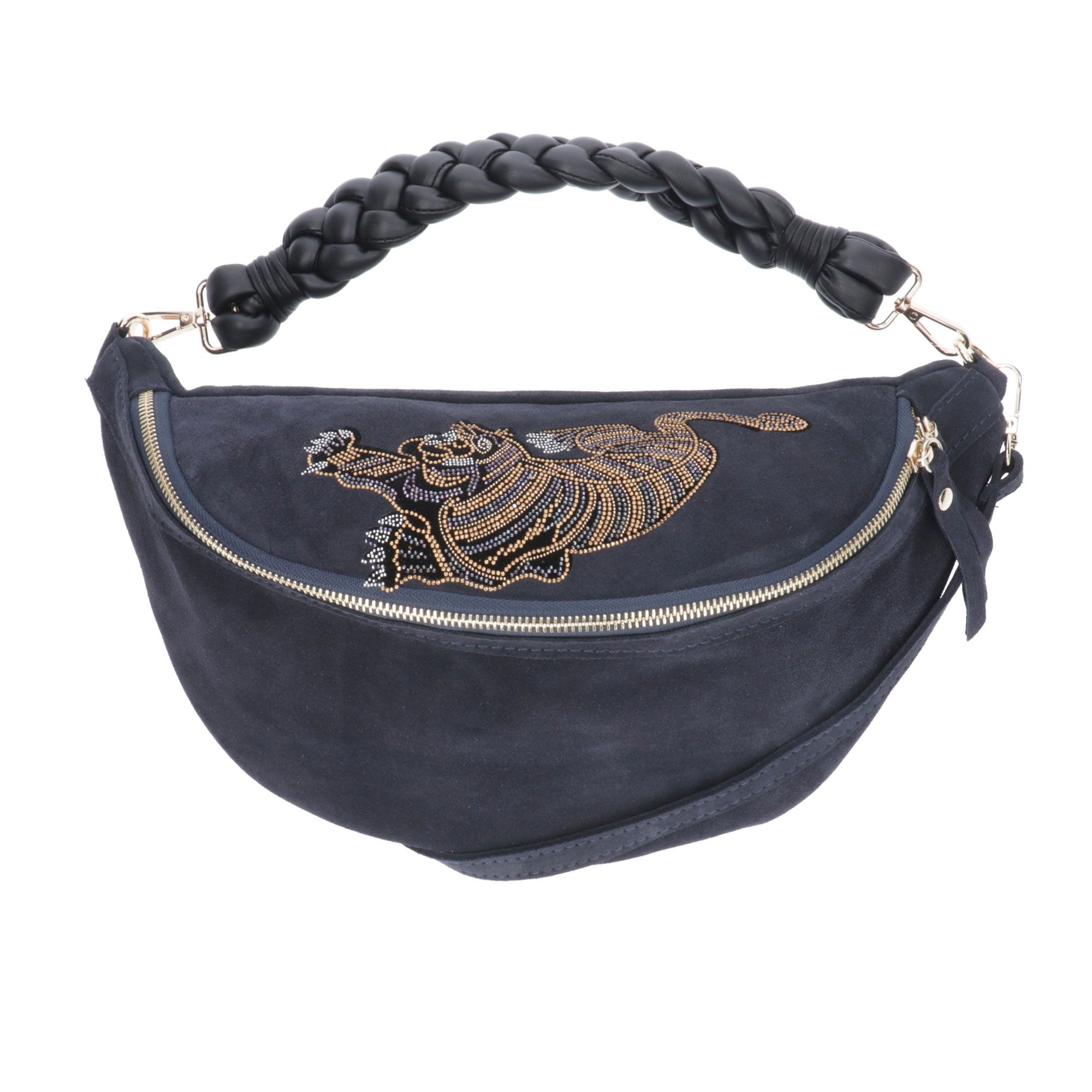 Stefano Ghilardi
Marsupio in pelle
scamosciata con
decorazione tigre