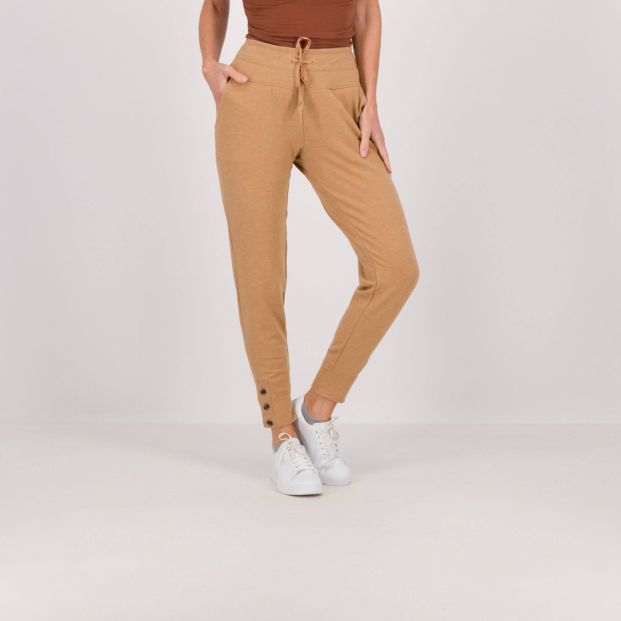 QVC Cuddl Duds Pantaloni jogger con bottoni laterali a fondo gamba