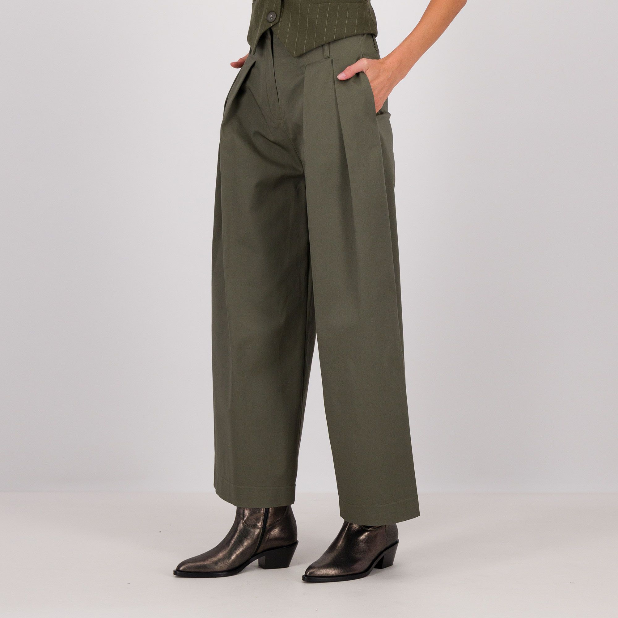 QVC Palazzo Moda Pantaloni ampi in cotone stretch con pinces