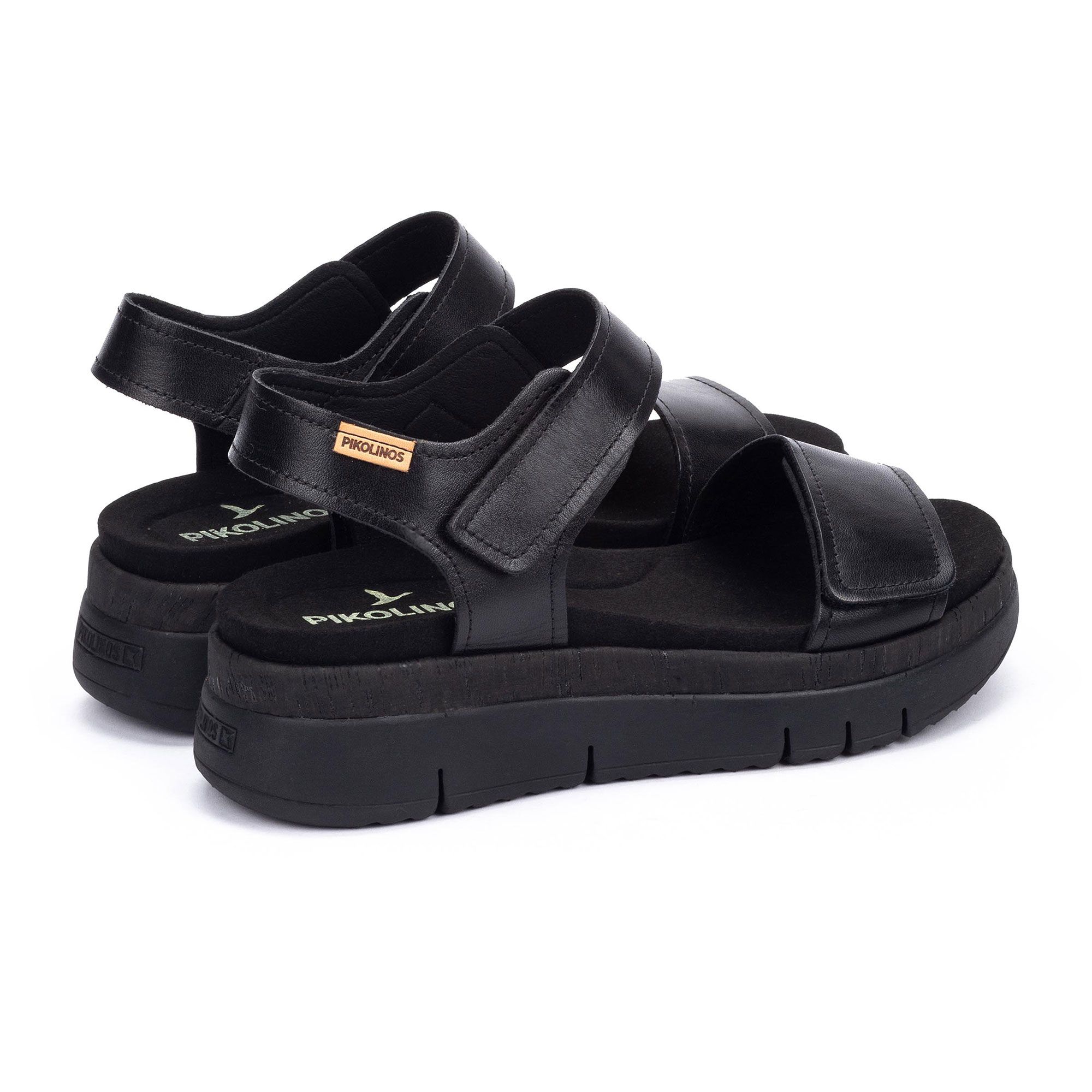 Pikolinos Sandali in pelle con cinturini velcro e suola 5 cm