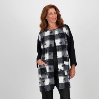 Bianca Della Torre
Cappotto in jacquard
check con ricamo
paillettes a fiori