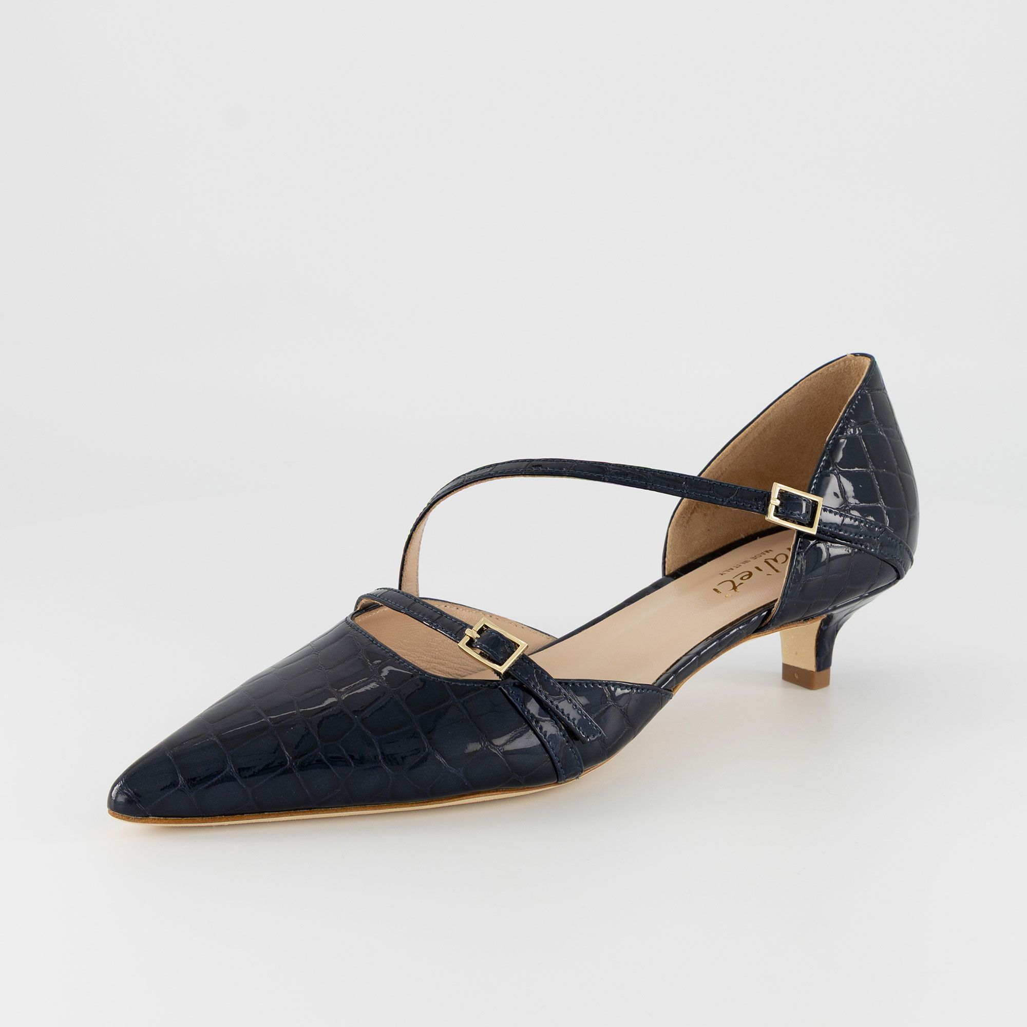 Galieti
Décolleté in pelle
con cinturino e
tacco 3,5 cm