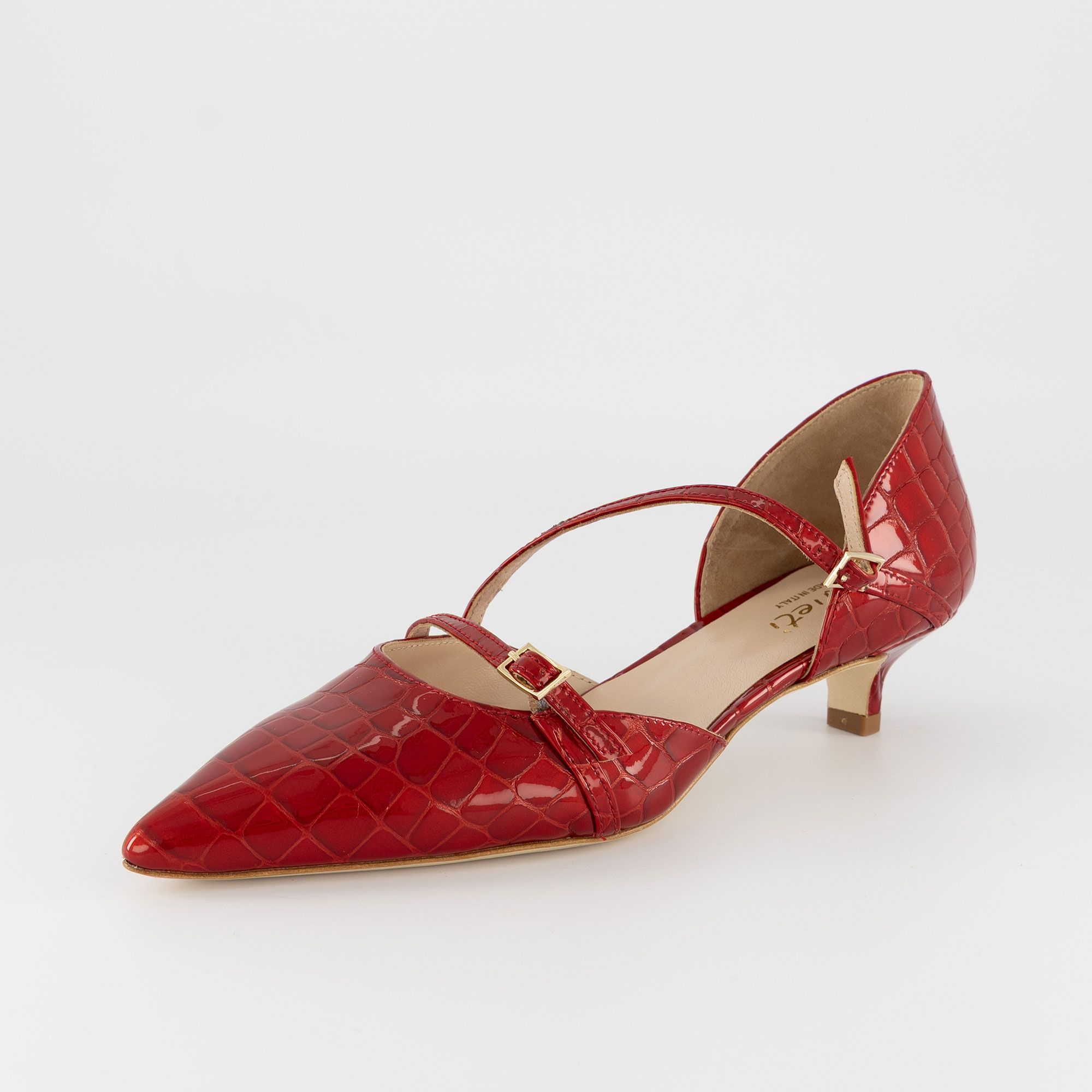 Galieti Décolleté in pelle con cinturino e tacco 3,5 cm