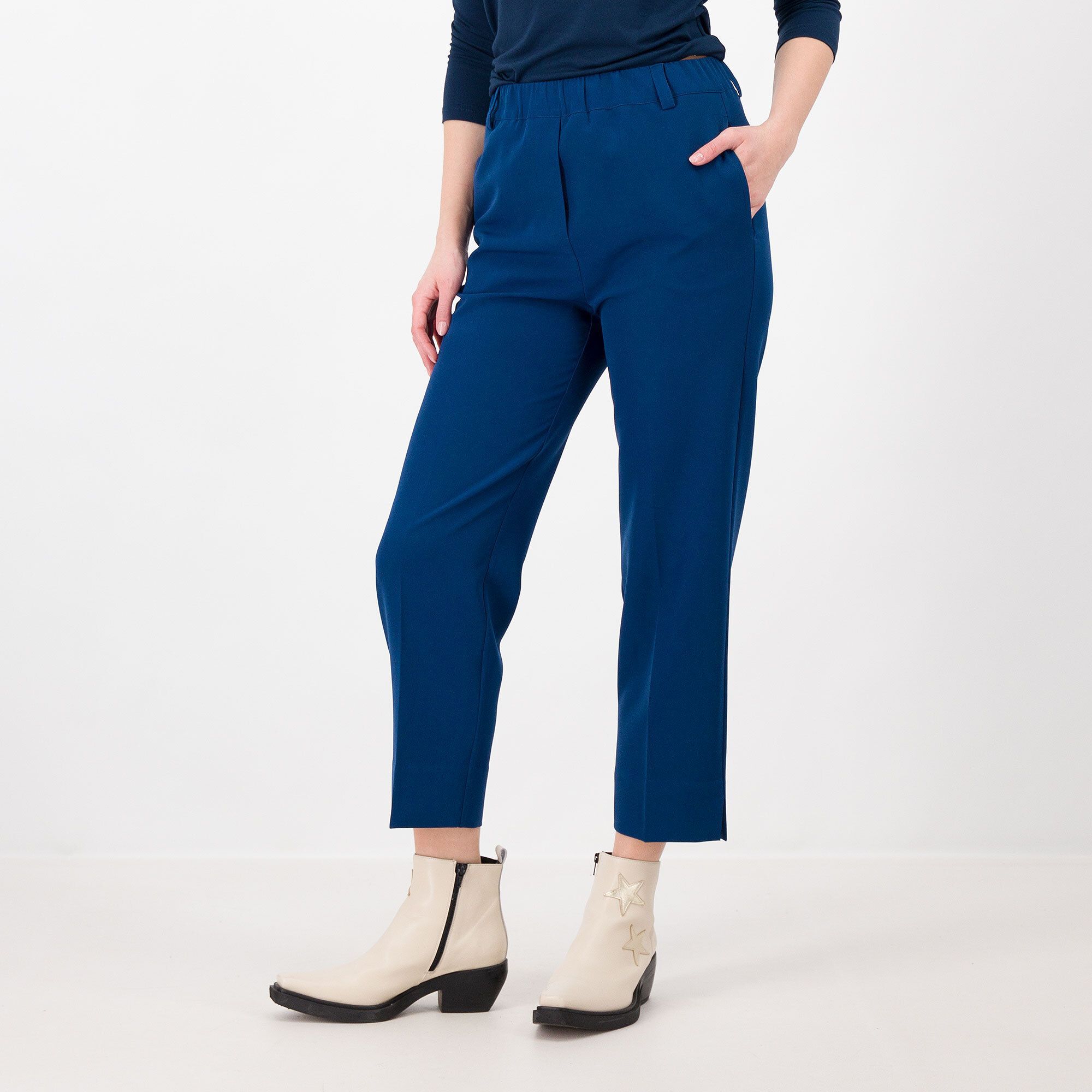 QVC Caterina Lancini Pantaloni a sigaretta in bi-stretch Spacchetto al fondo Made in Italy