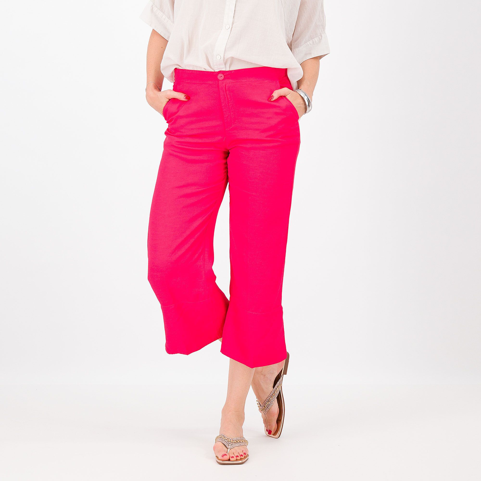 QVC Colour Lab Pantaloni cropped in viscosa e lino