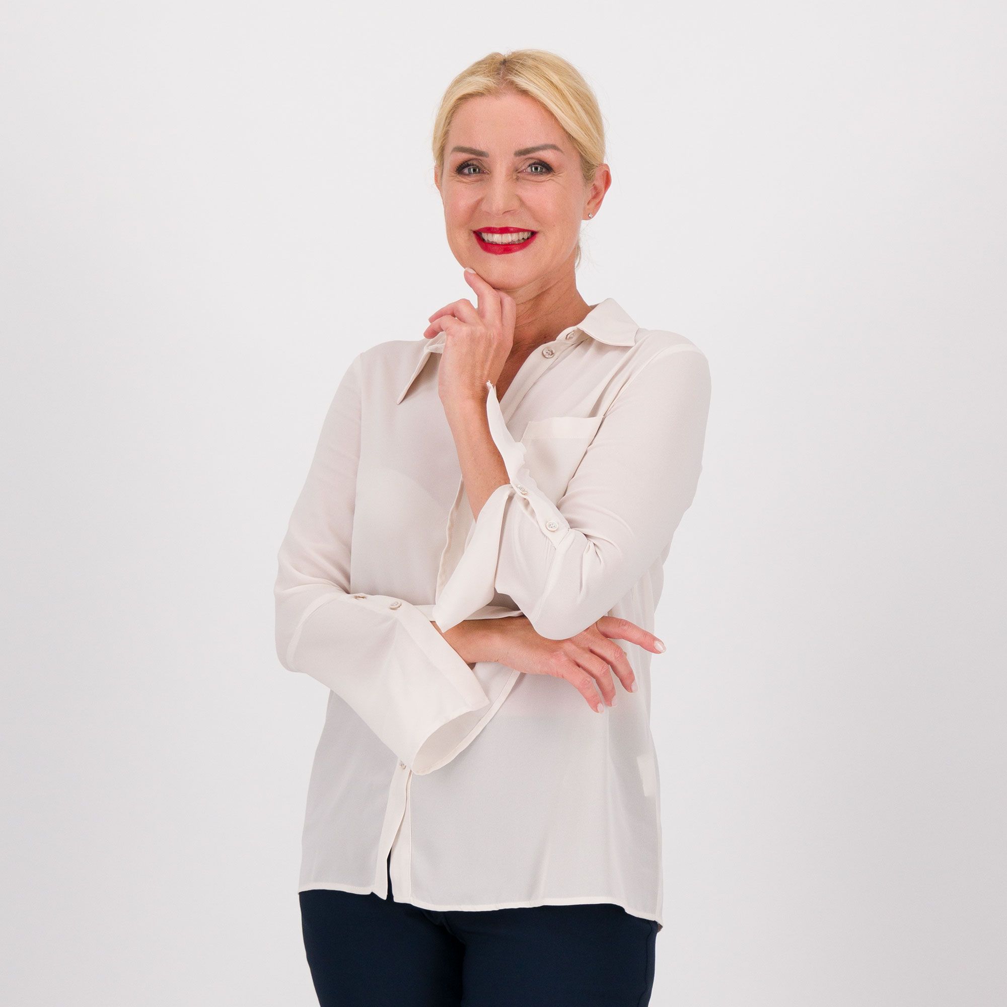 QVC EXTESA Camicia in georgette con maniche lunghe e polsino a campana