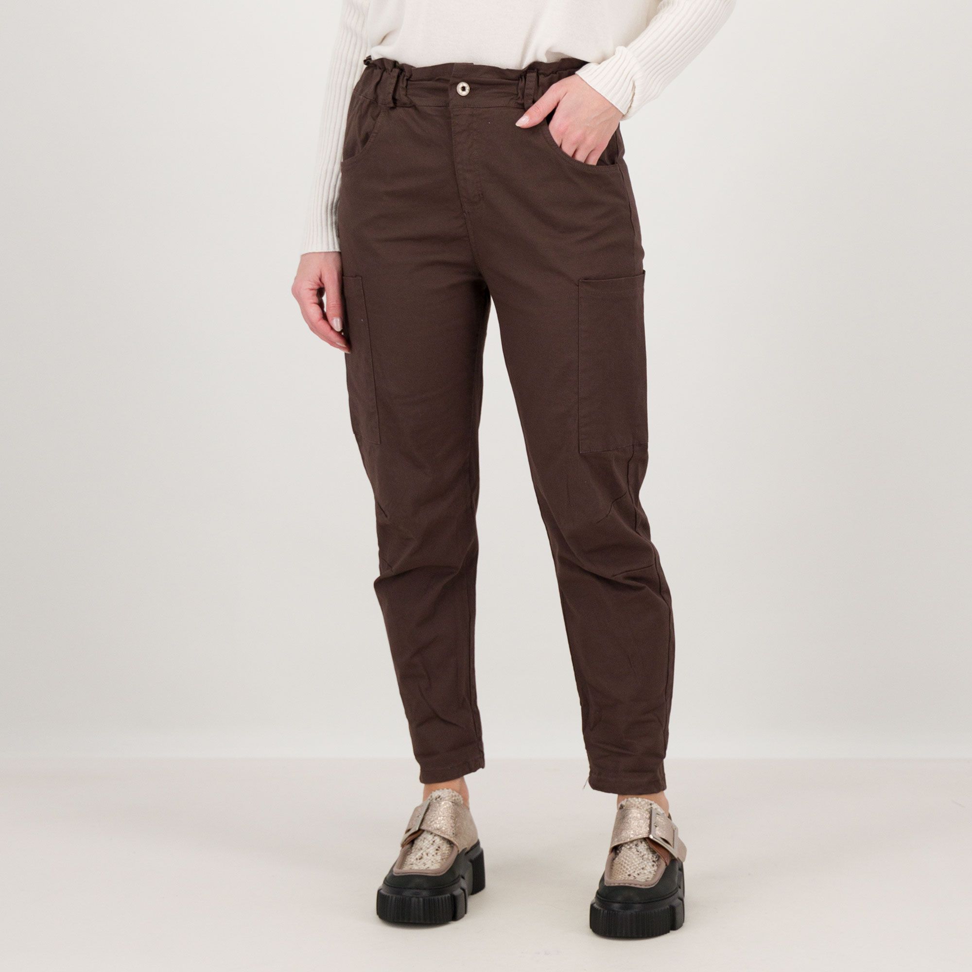 Image of ENJOY TRICOT Pantaloni cargo in levantina di cotone tasche alla francese061