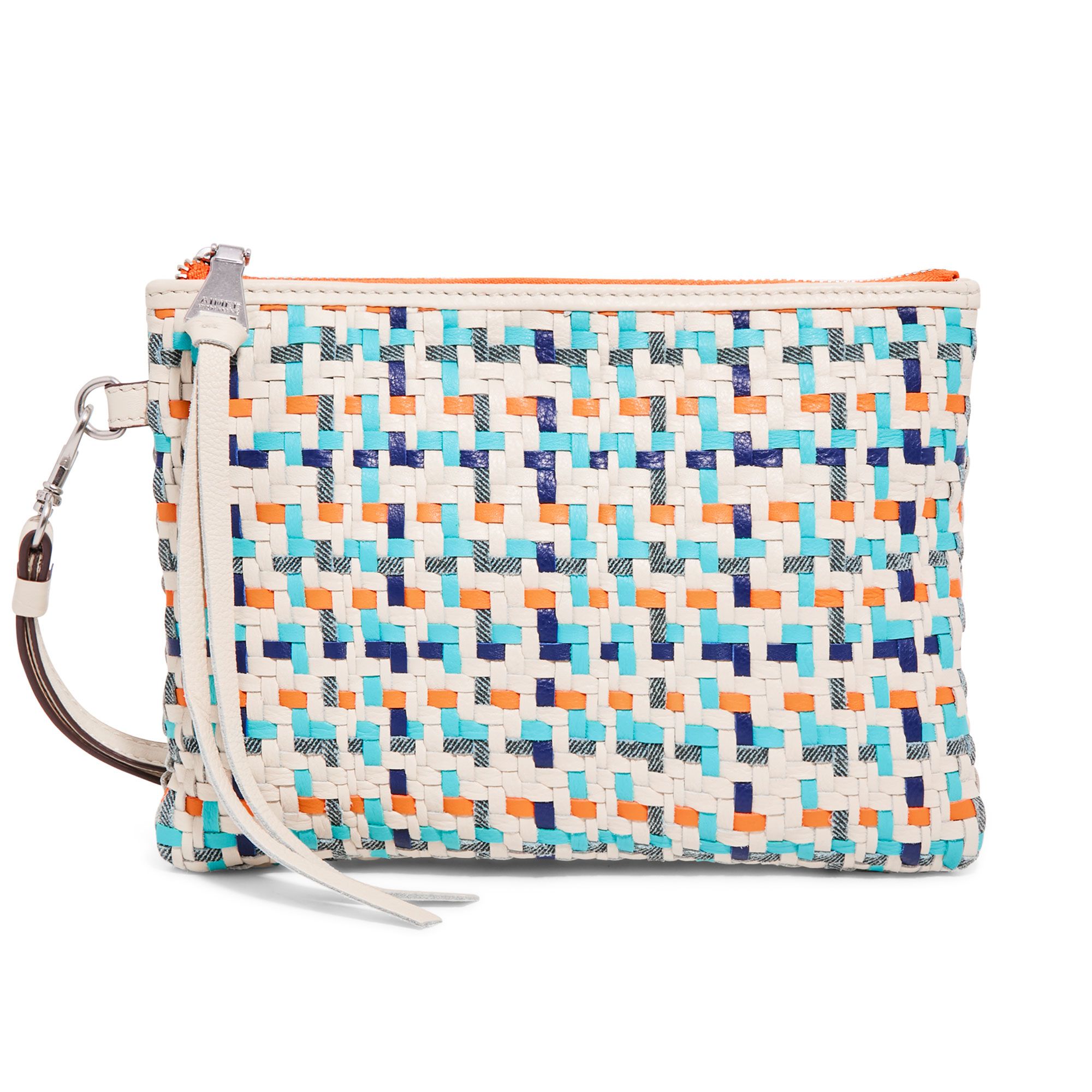 Aimee Kestenberg
Pochette in tessuto
intrecciato con
tirazip in pelle