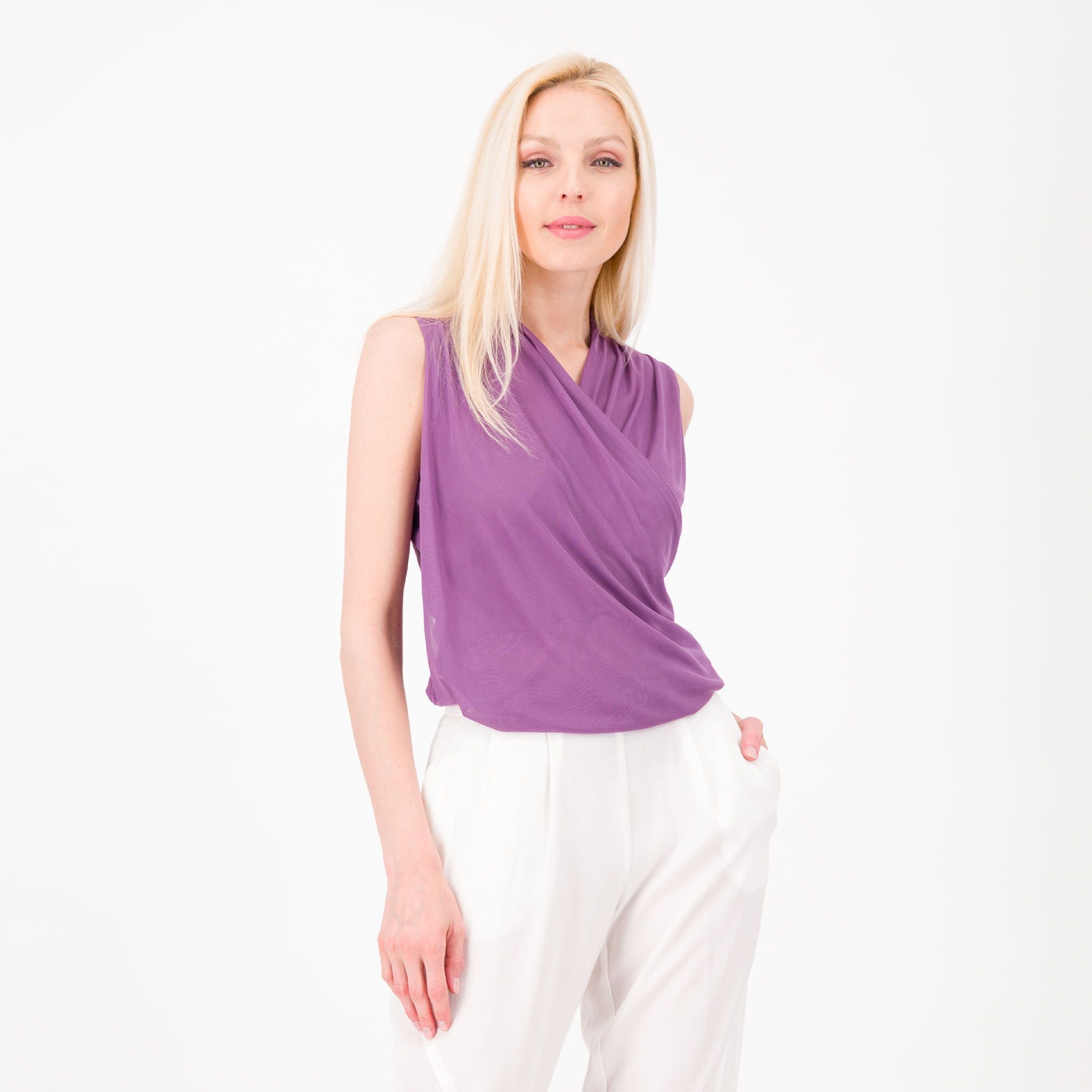 QVC Caterina Lancini Maglia smanicata in tulle