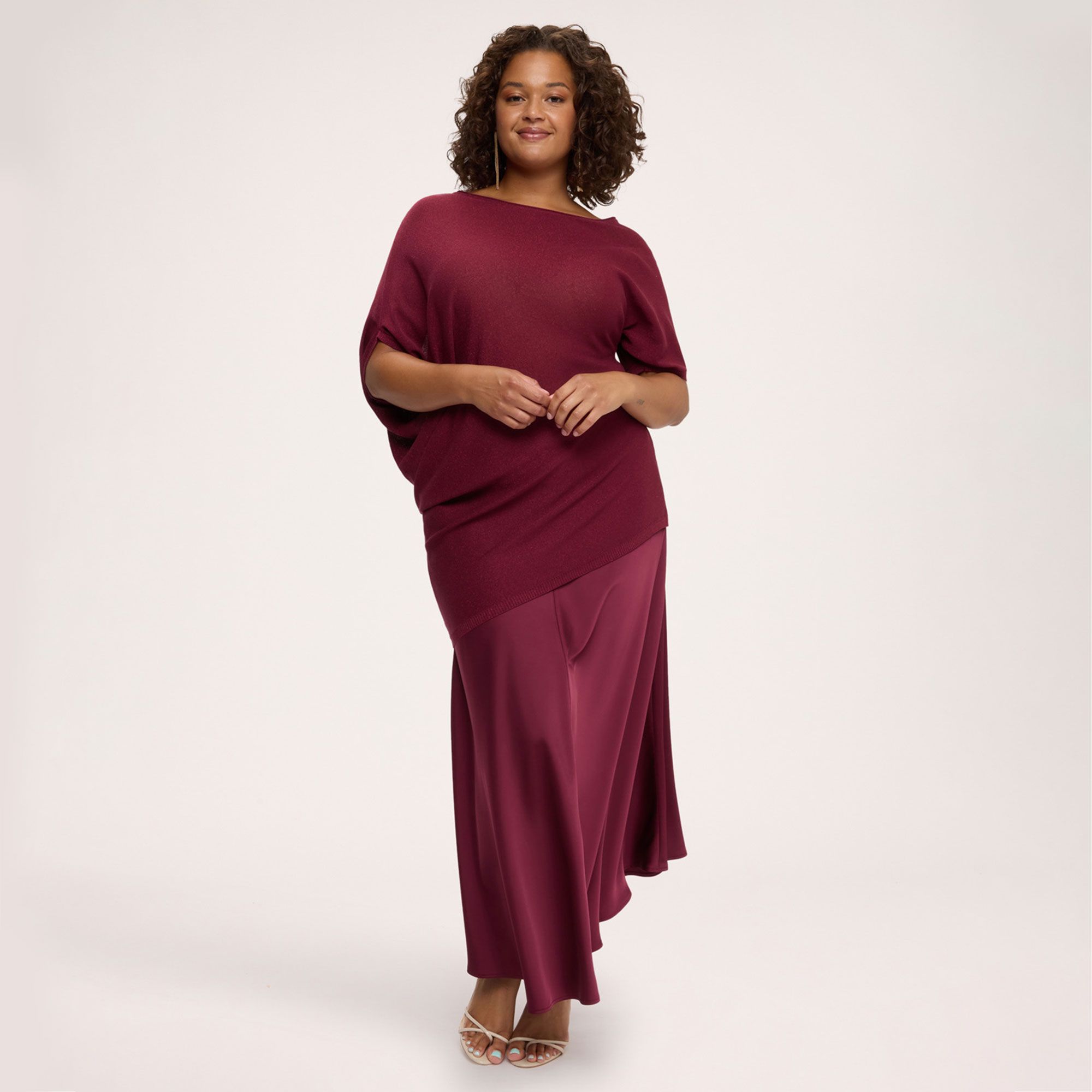 Fiorella Rubino Maglia asimmetrica con drappeggio effetto lamé
