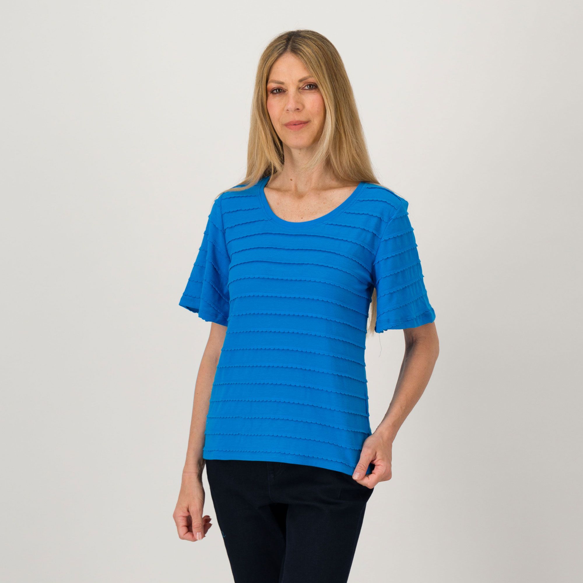 Isaac Mizrahi Live! T-shirt a righe 3D in misto cotone