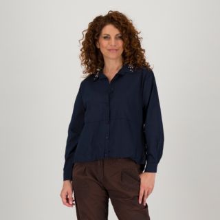Enjoy
Camicia a manica
lunga in cotone
con perle al colletto