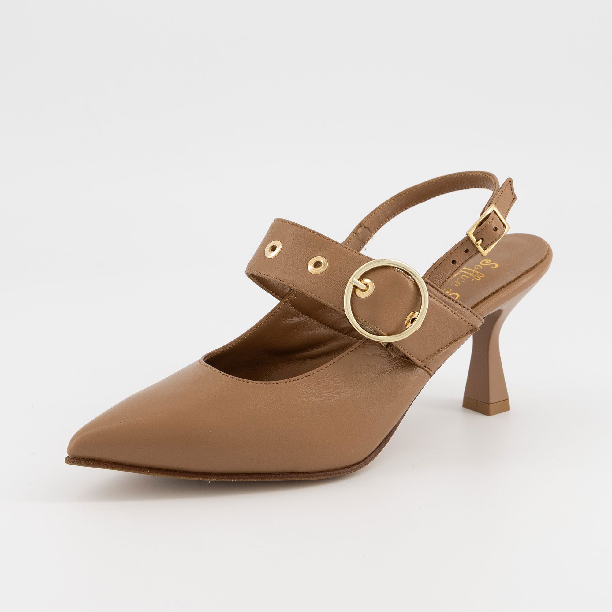 Soffice Sogno
Slingback in pelle
con cinturino alla
caviglia e tacco 7 cm