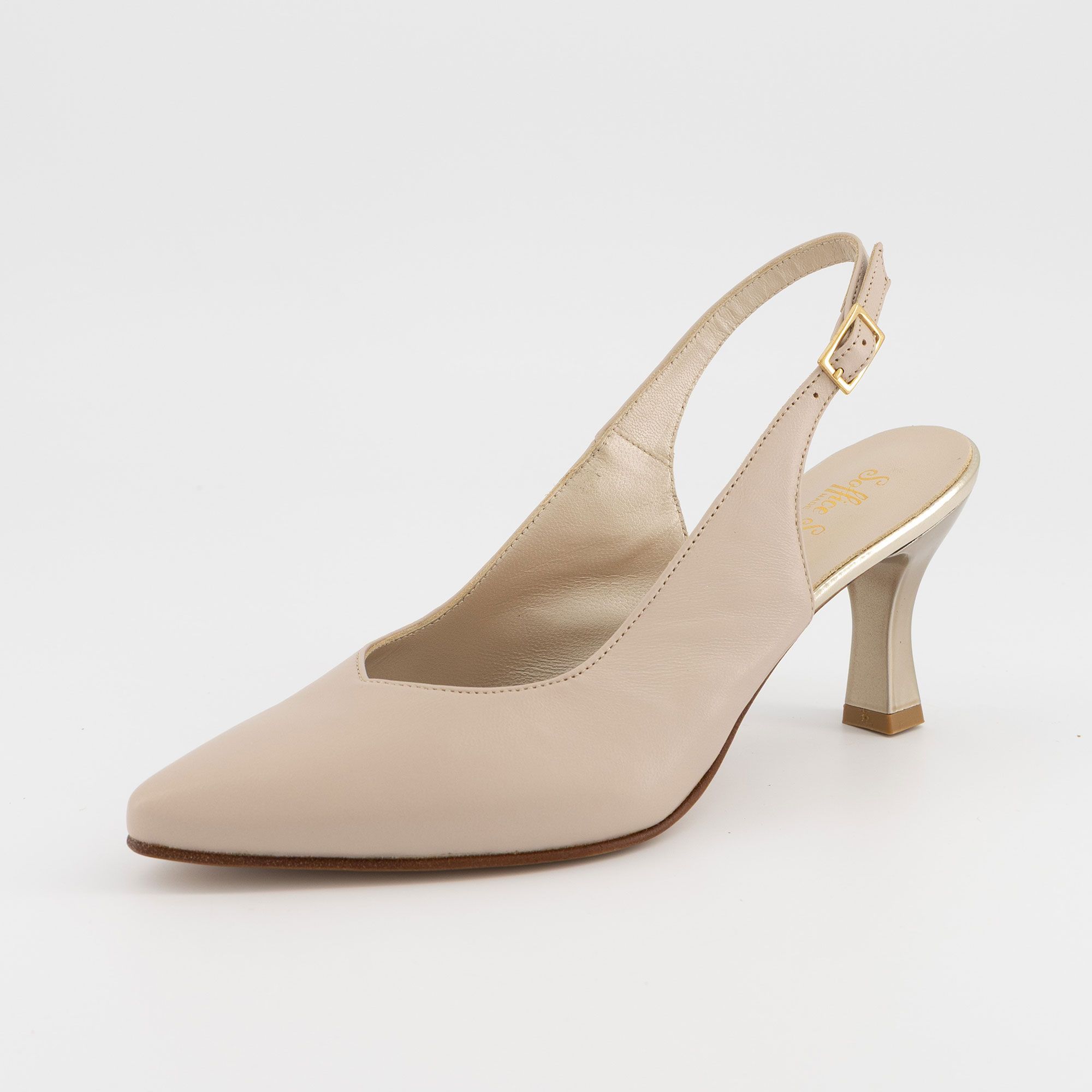 Soffice Sogno
Slingback in pelle
con cinturino e
tacco 7 cm