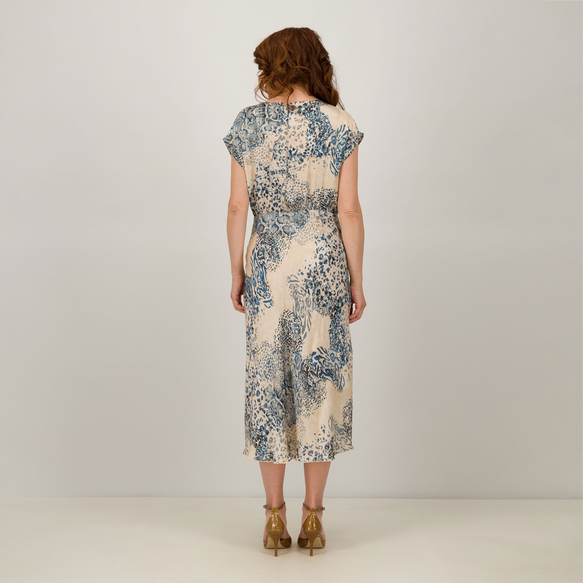 M’ama Abito midi fantasia satin a maniche corte