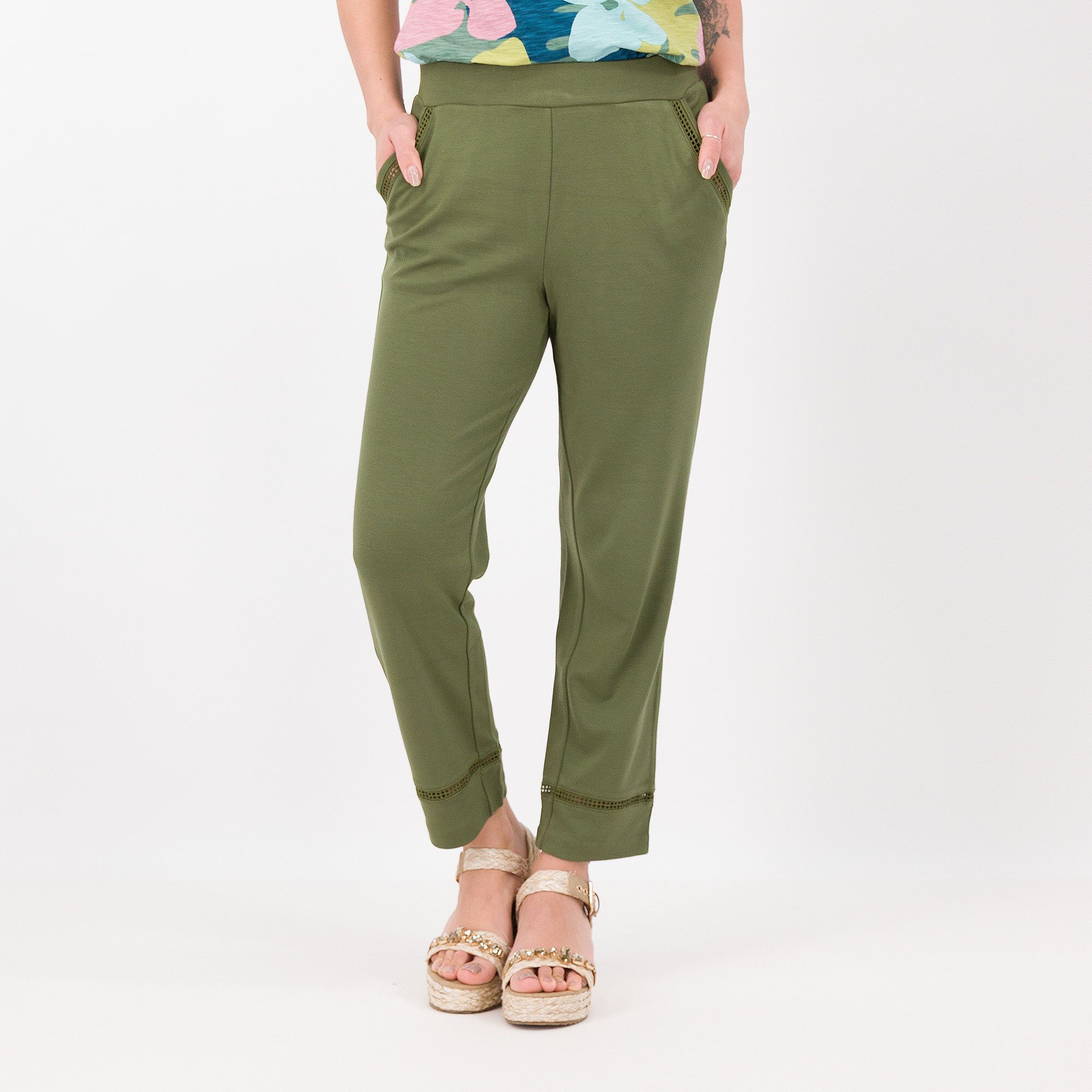 QVC Isaac Mizrahi Live Pantaloni cropped in tessuto elasticizzato