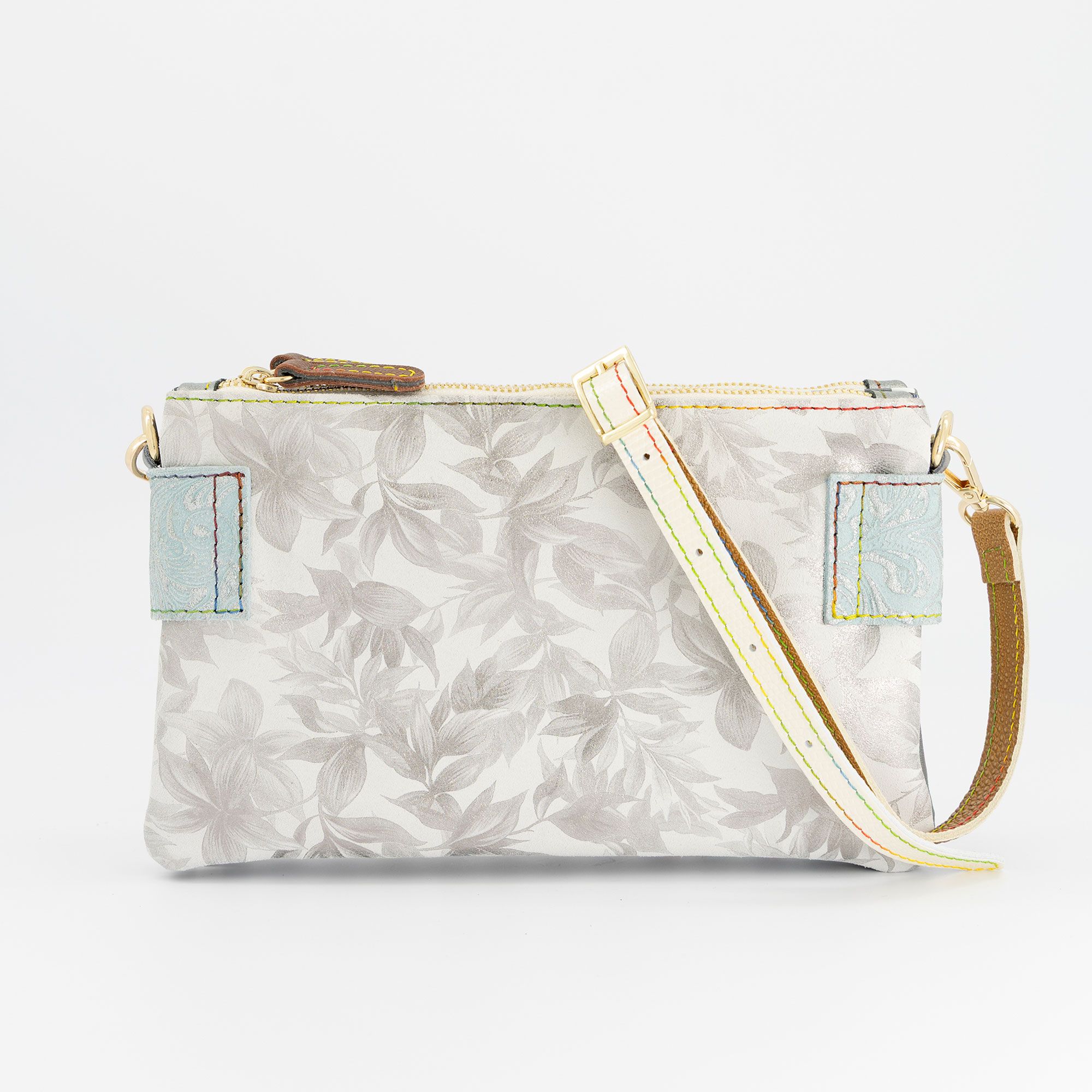 Ebarrito
Pochette in pelle
patchwork con
zip