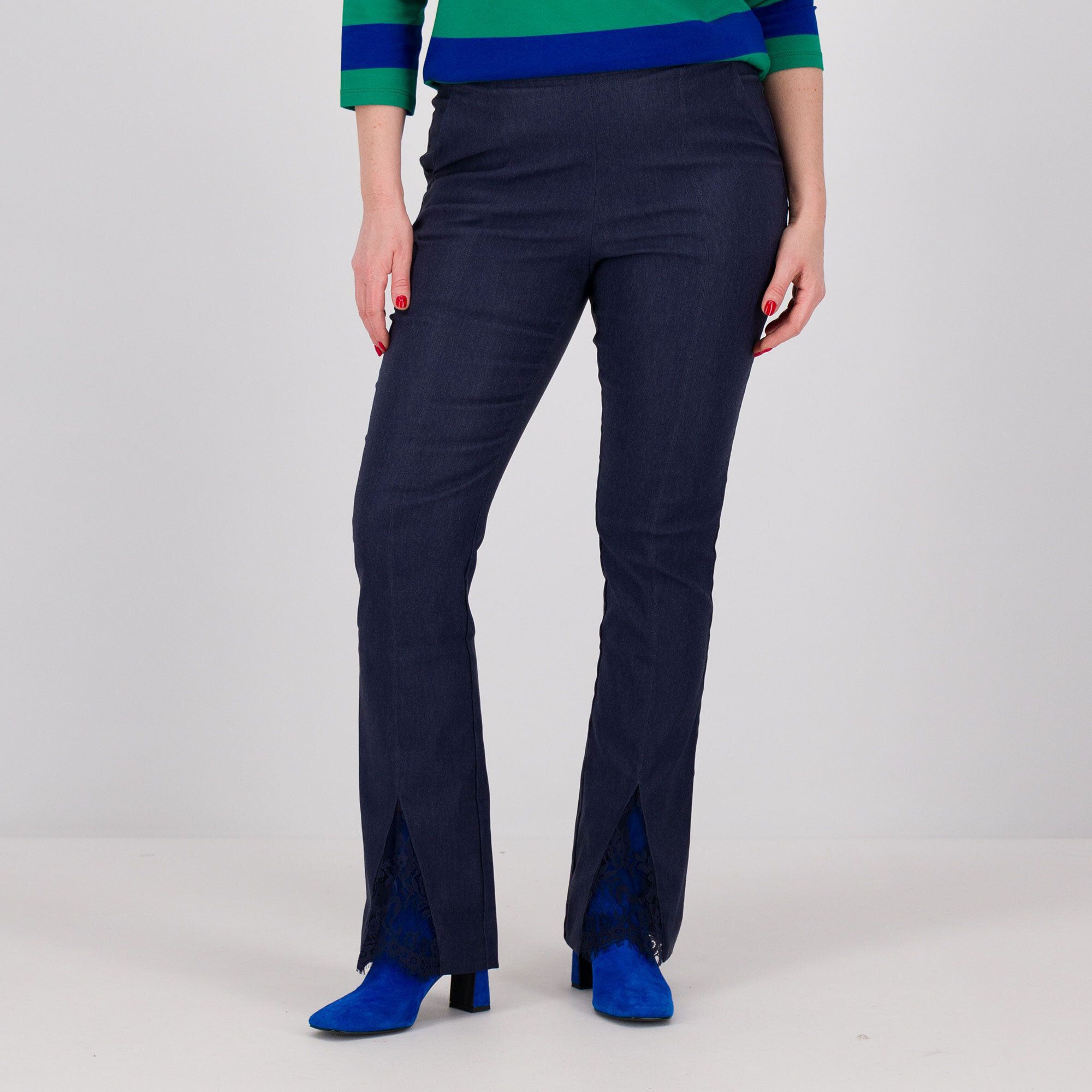 Image of Isaac Mizrahi Live! Pantaloni bootcut con spacco al fondo ed inserto in pizzo061