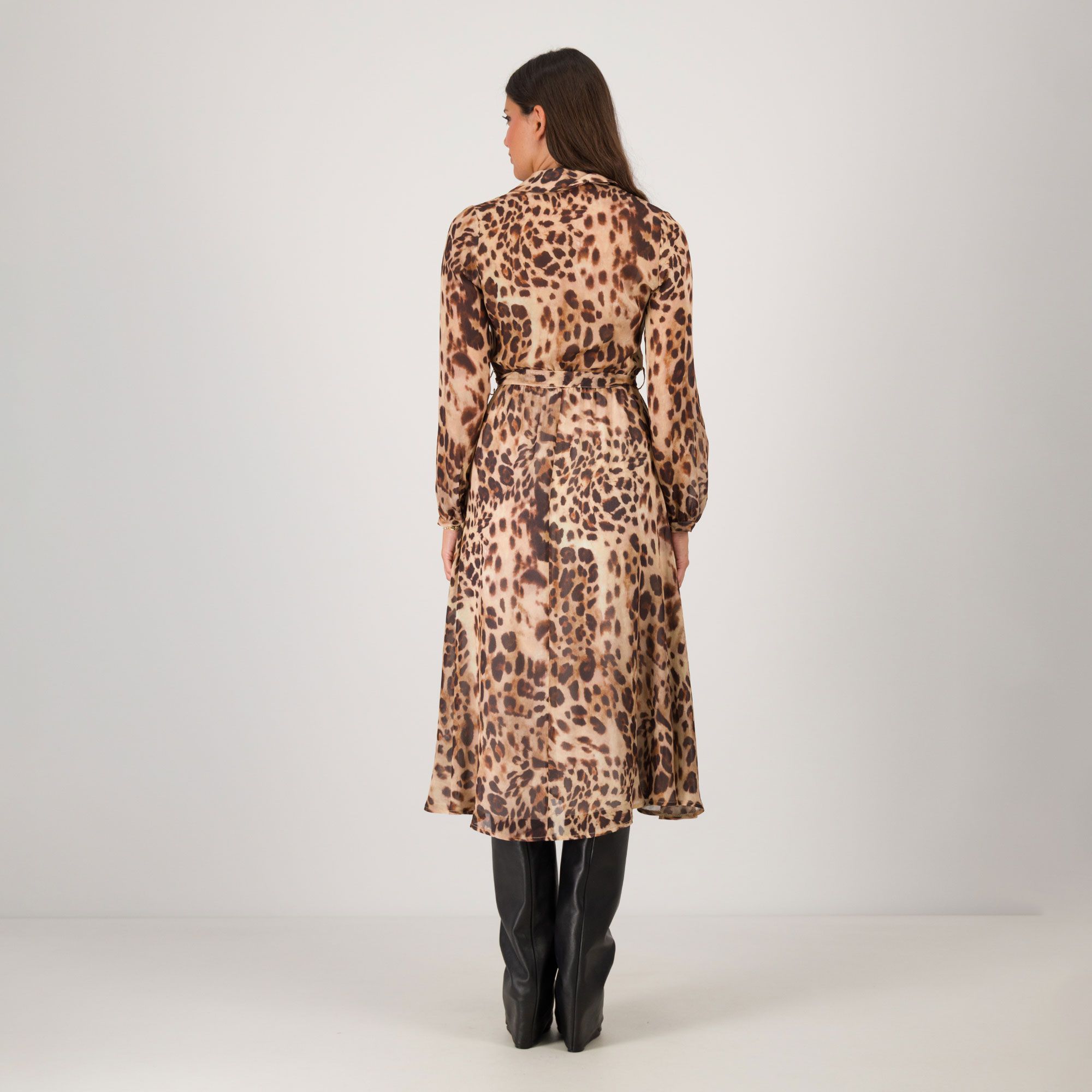 PALAZZO MODA Abito chemisier midi fantasia animalier