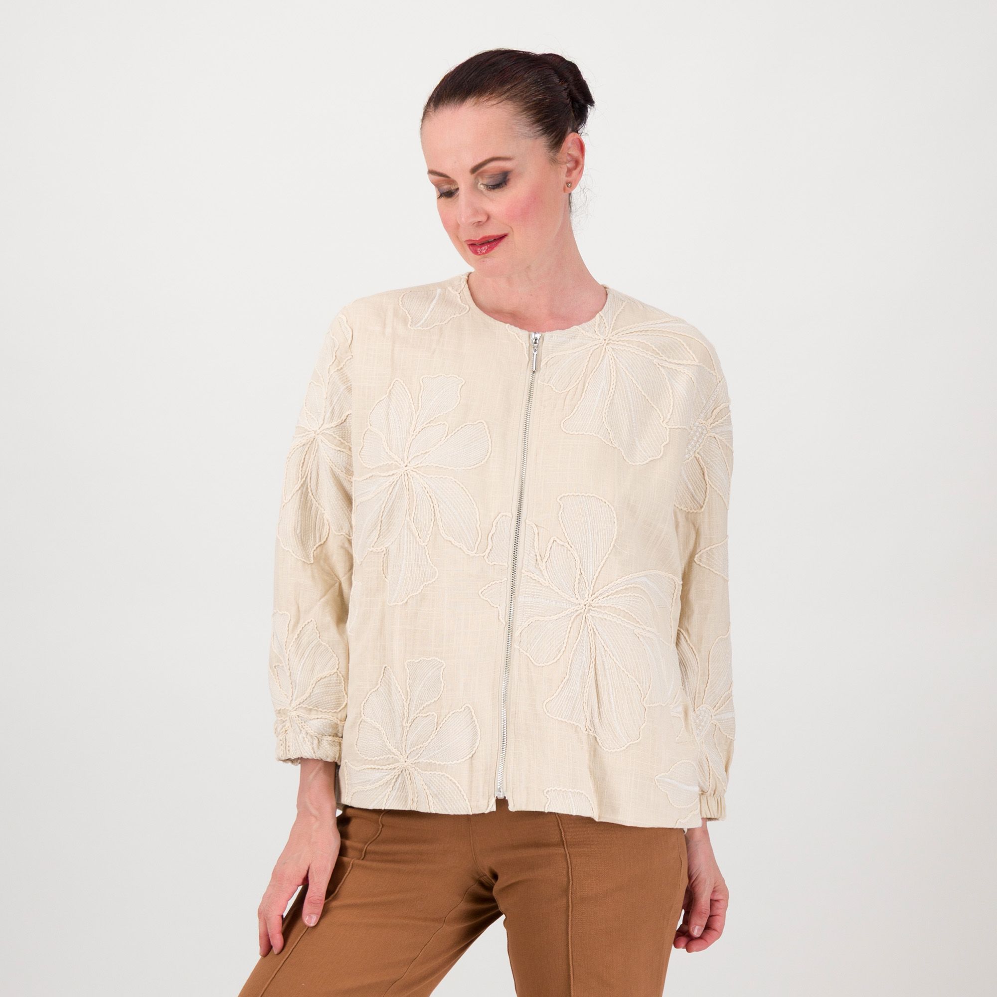 Wynne Layers Giacca con ricami in fantasia floreale viscosa con lino