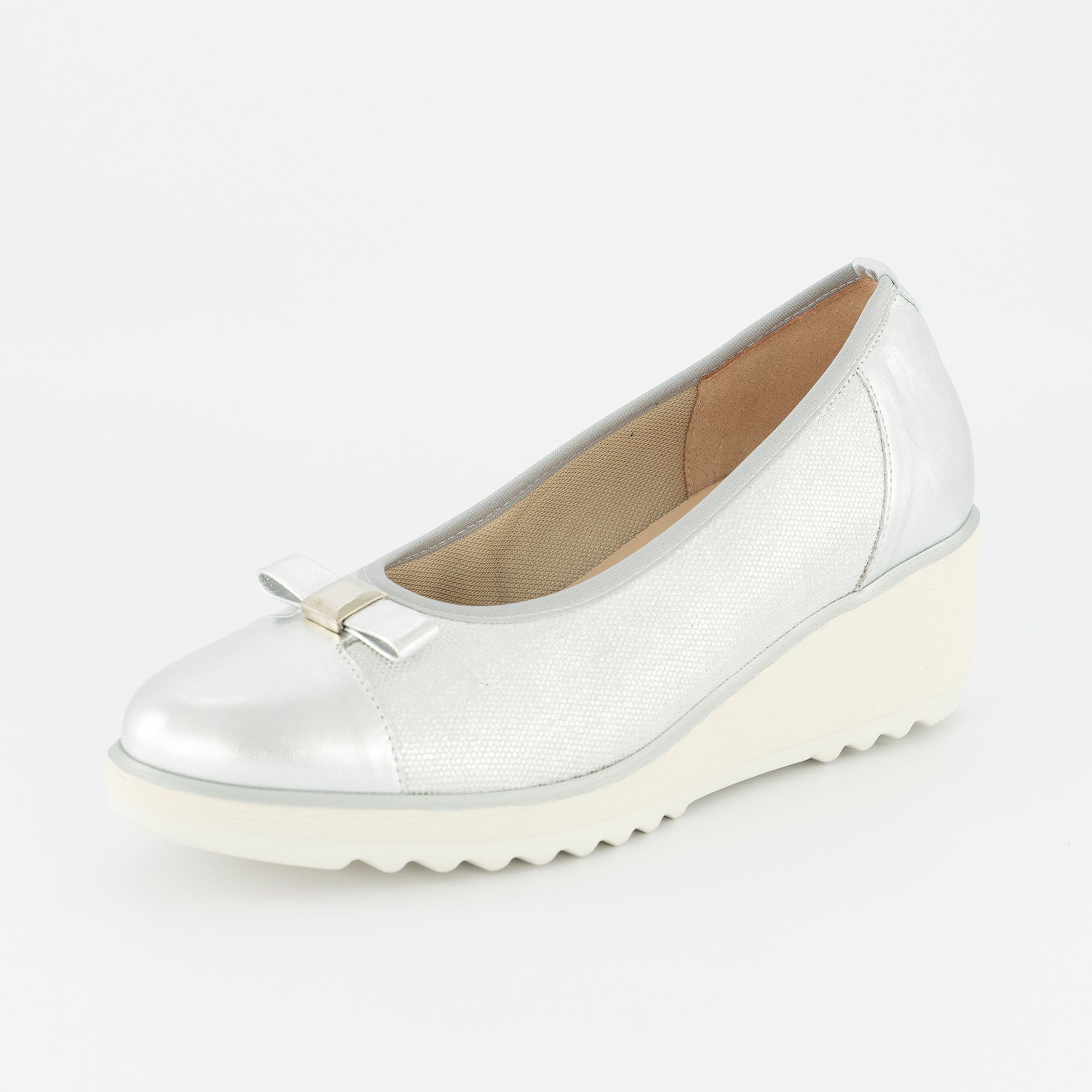 Soffice Sogno
Ballerine in pelle
stampata con inserti
e zeppa 5 cm