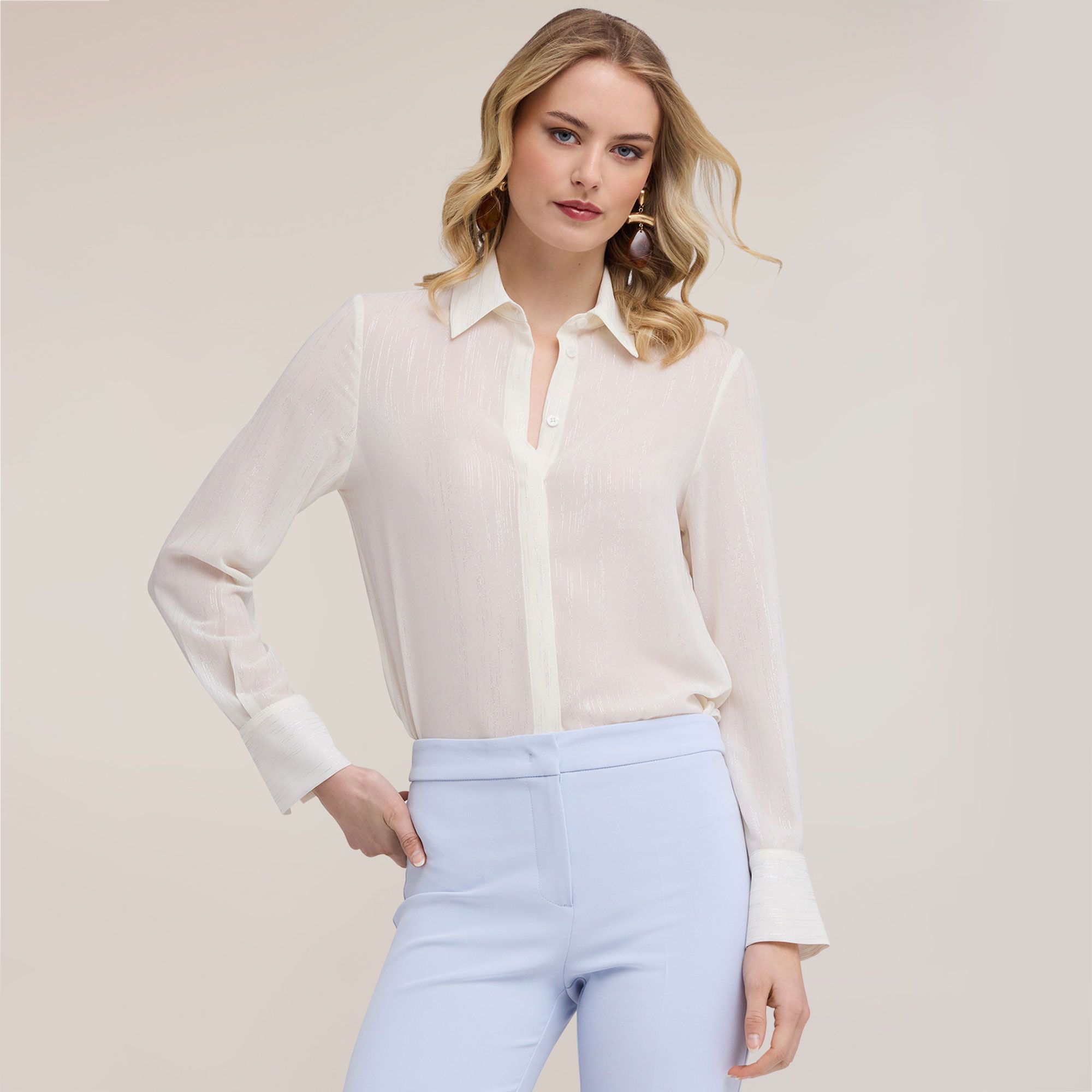 Motivi
Camicia in chiffon 
coupé con maniche 
lunghe