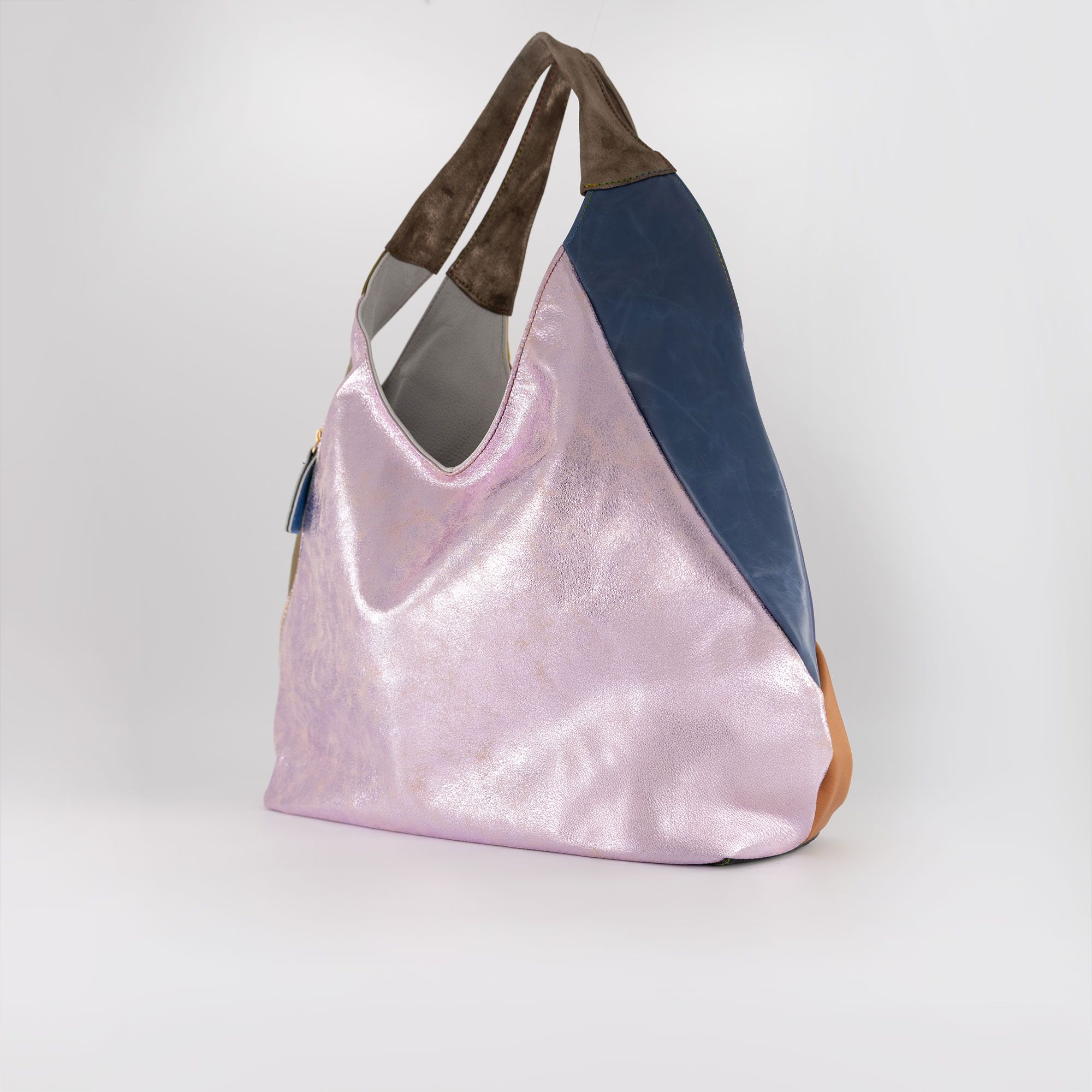 Ebarrito Borsa a spalla in pelle patchwork