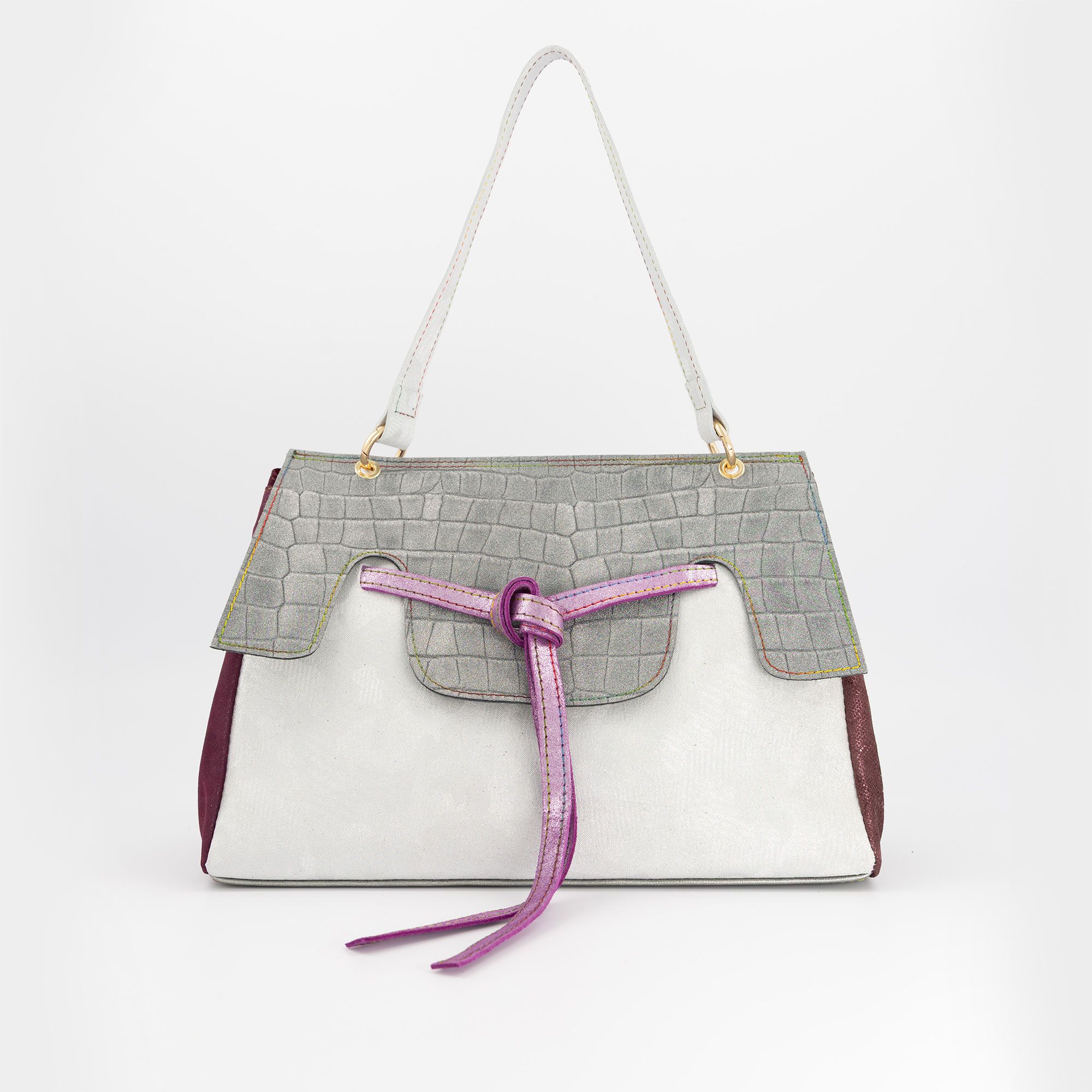 Ebarrito
Borsa a spalla in
pelle patchwork con
manico superiore