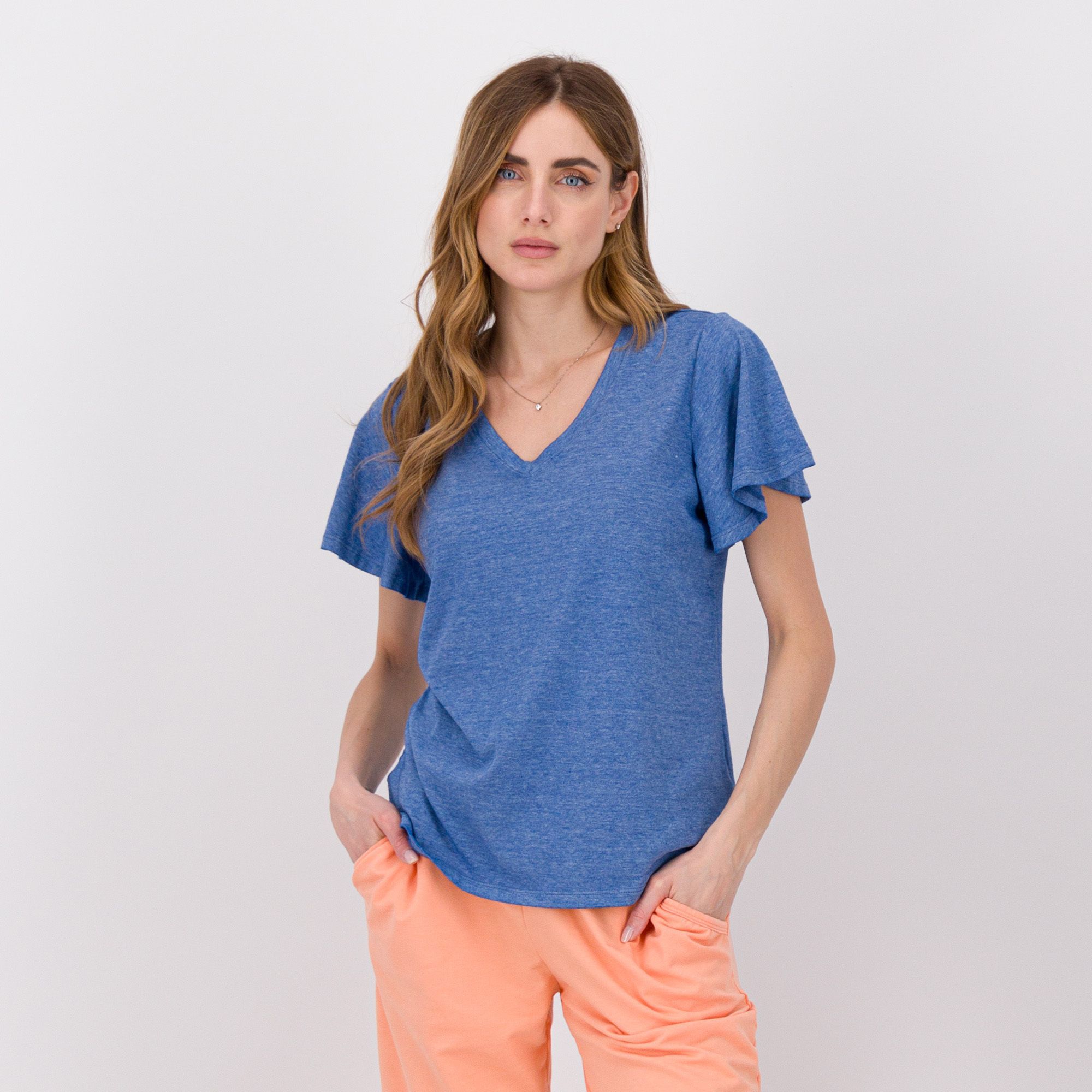 QVC Modern Soul by AnyBod T-shirt in jersey misto cotone manica corta a farfalla