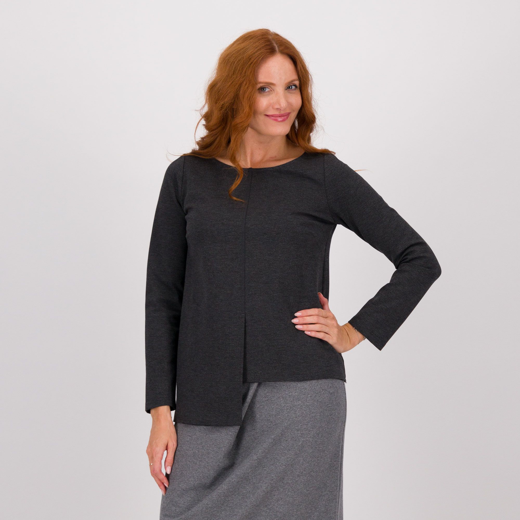 QVC Caterina Lancini Maglia punto Milano stretch con taglio centrale