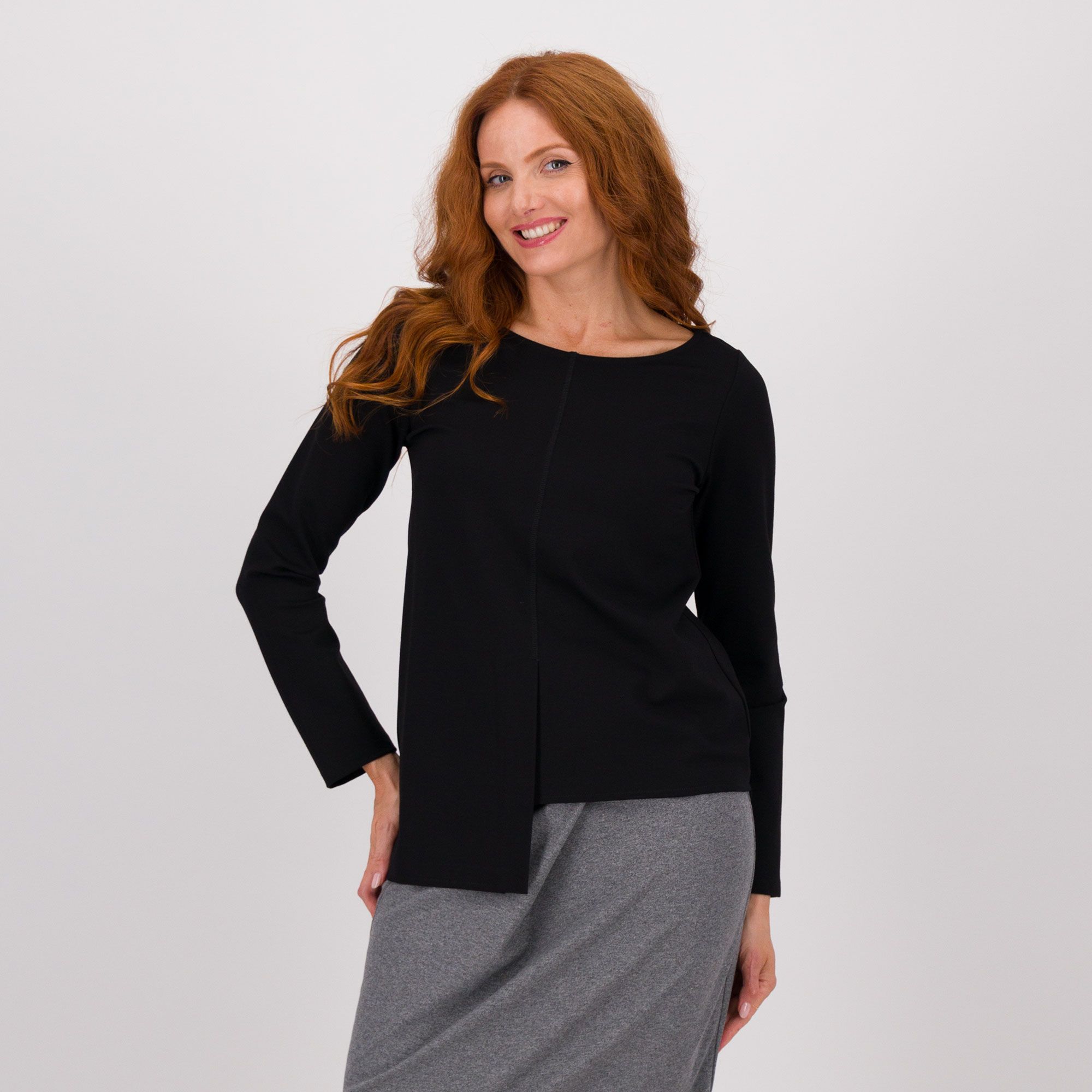 Image of Caterina Lancini Maglia punto Milano stretch con taglio centrale061