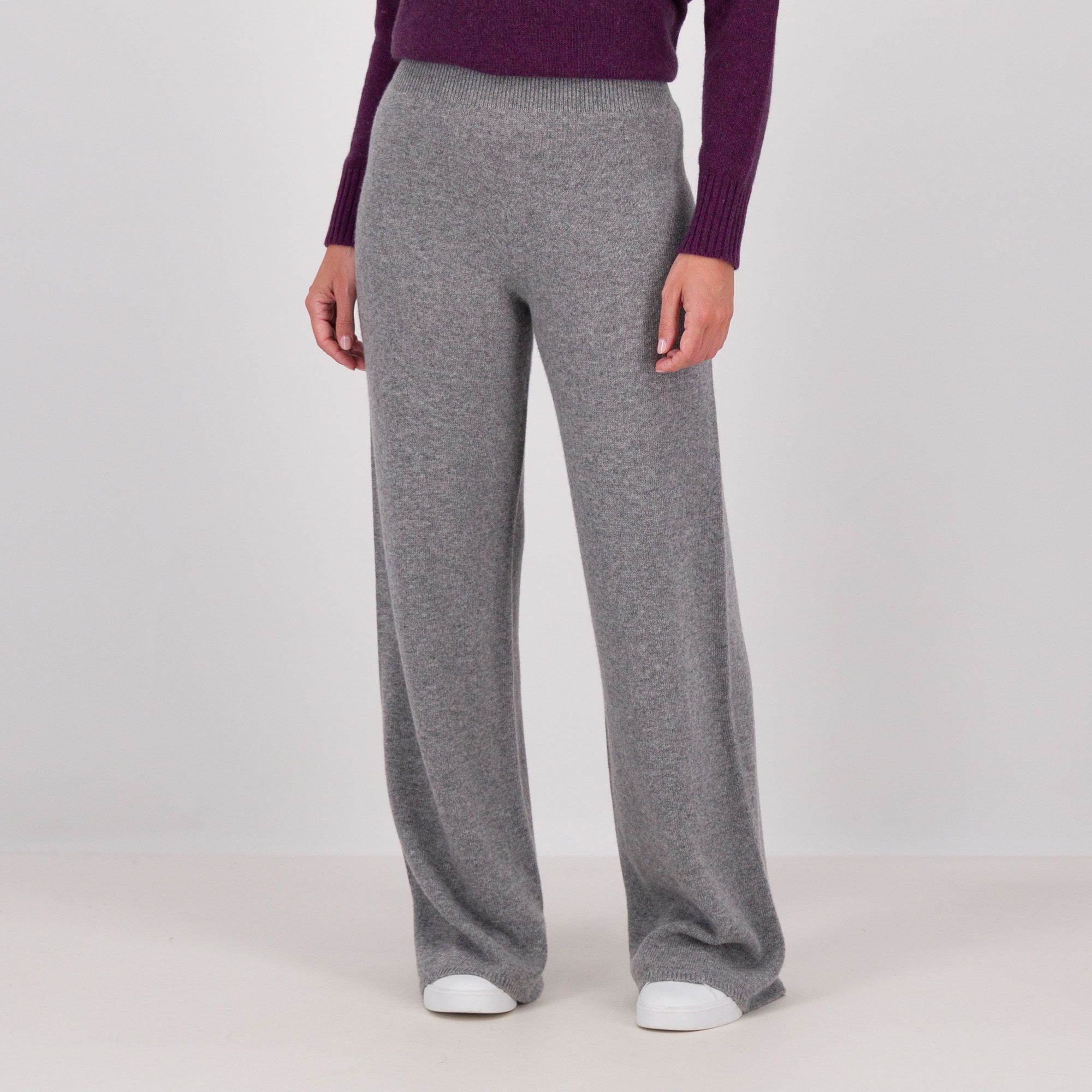 QVC Hekla & Co Pantaloni palazzo in maglia misto lana con vita elasticata