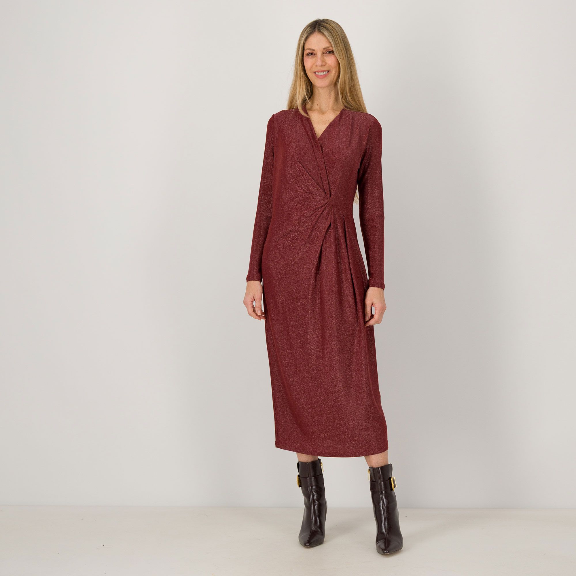 Officina della Moda
Abito lungo
in jersey lamé
con scollo incrociato