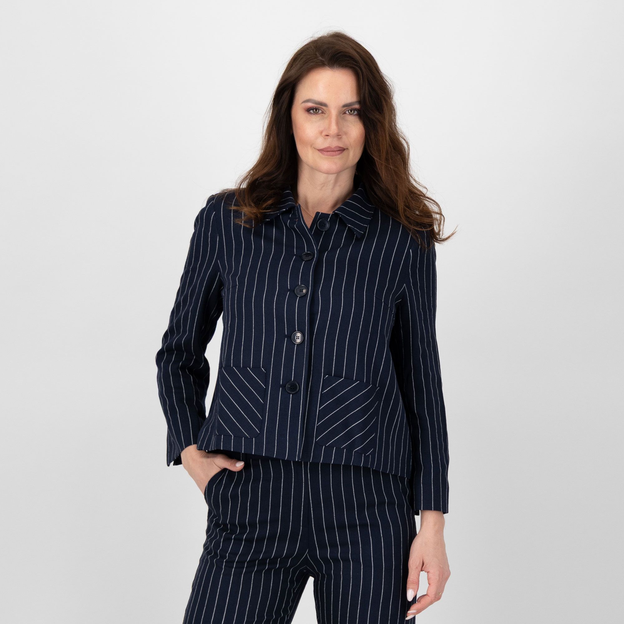 Caterina Lancini Giacca in tessuto gessato con tasche