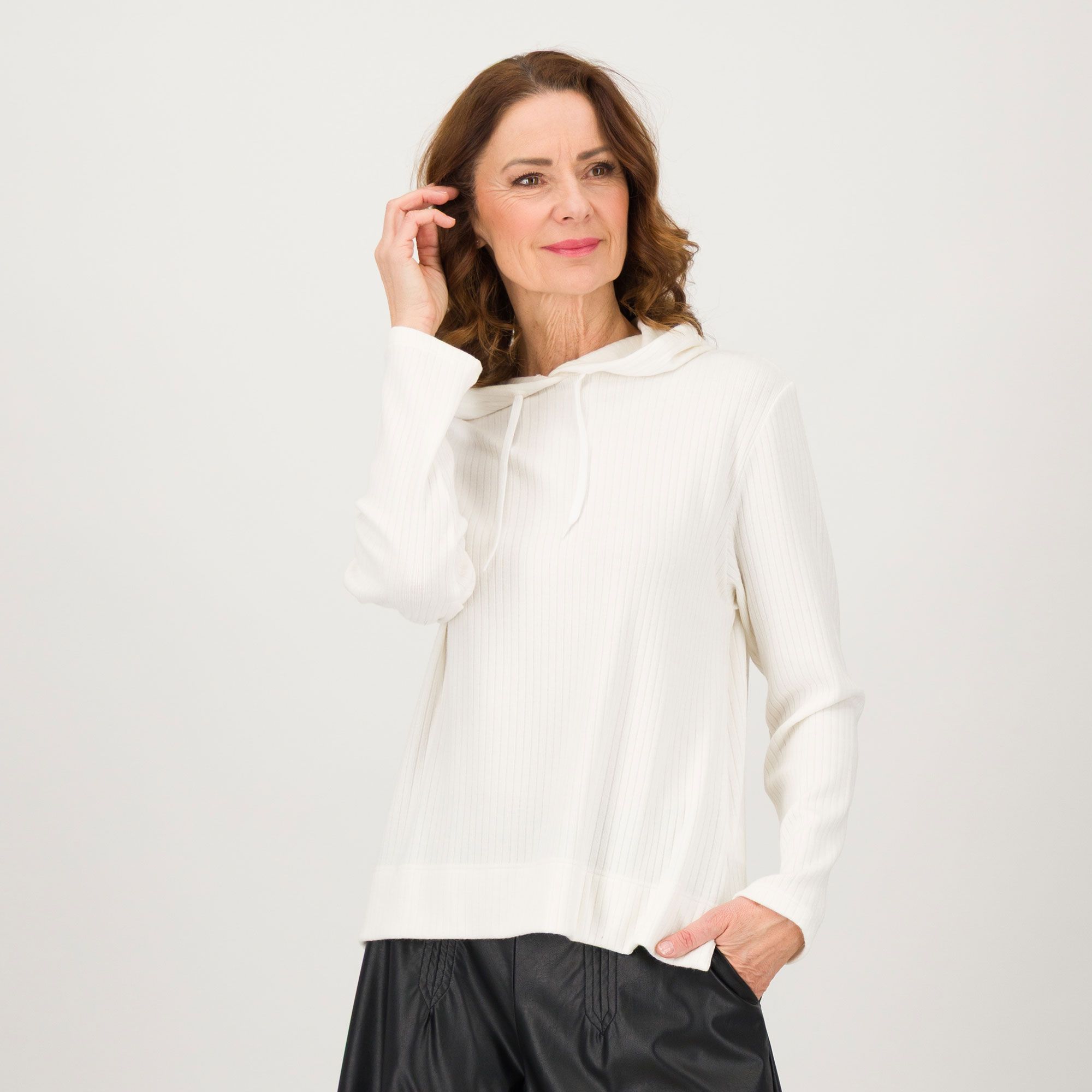 M’ama Felpa in costina con cappuccio