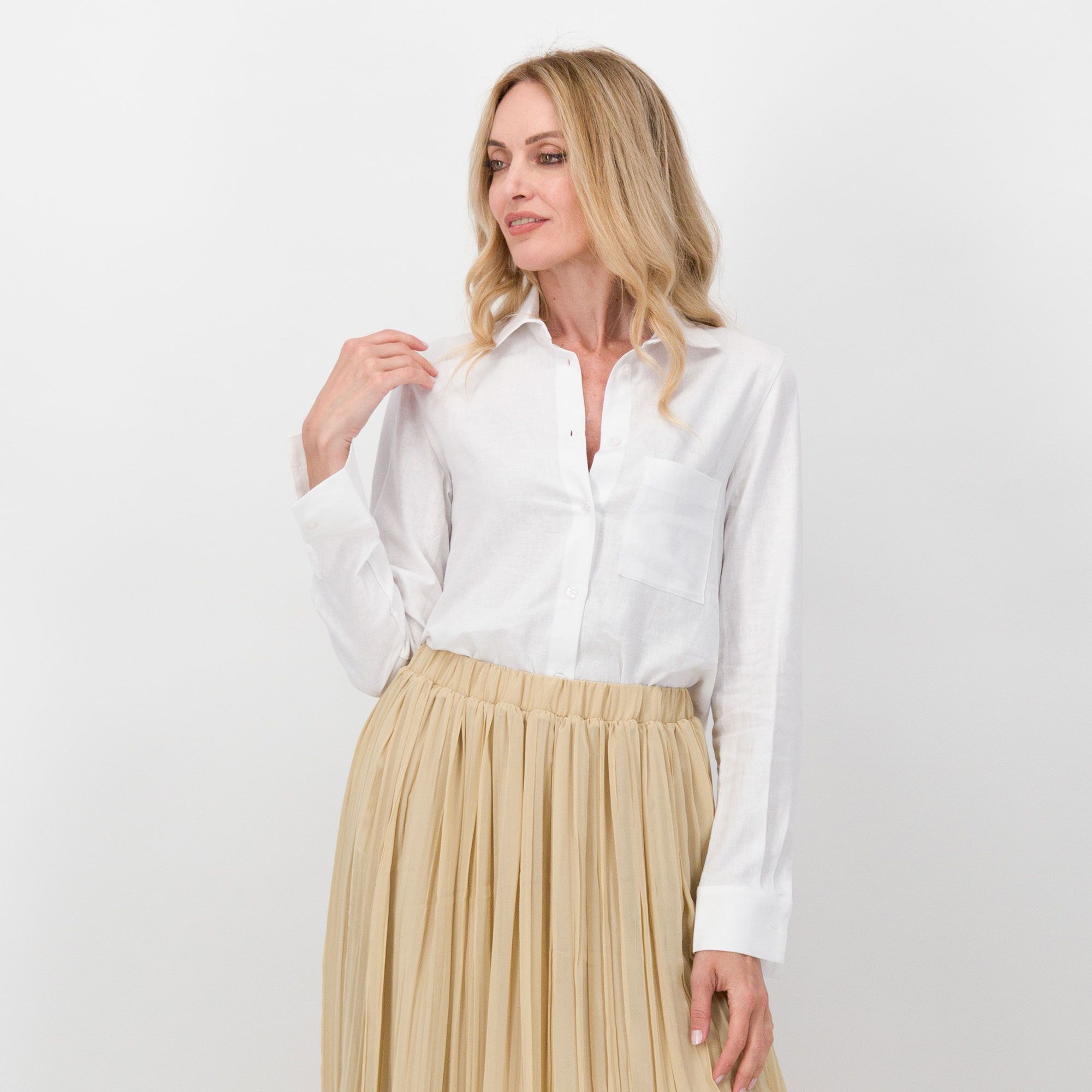 M’ama Camicia in lino e viscosa a maniche lunghe