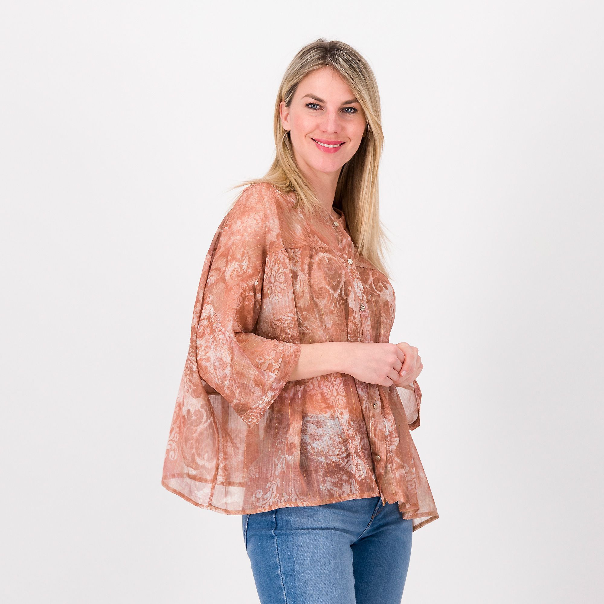 Image of Mood Atelier Camicia in georgette fantasia con filo lamé061