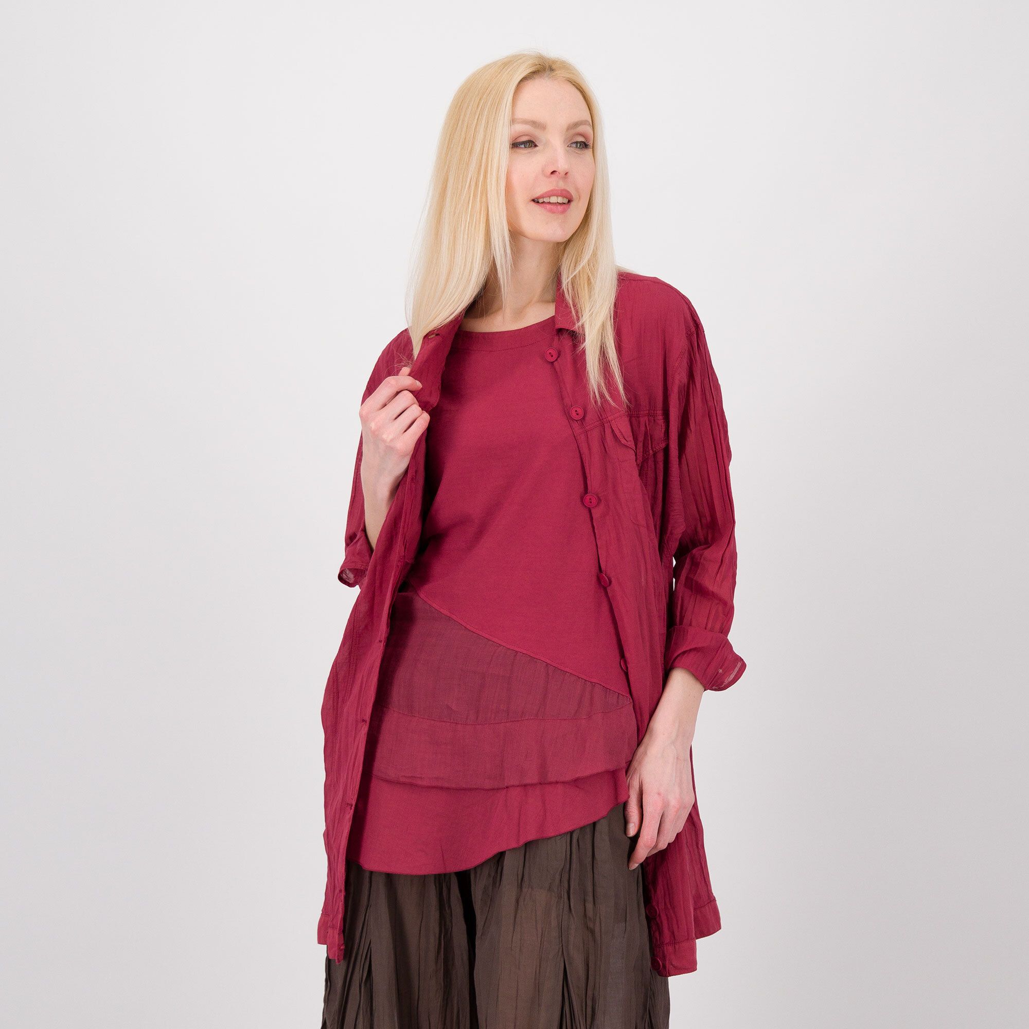 Image of Colour Lab Maxi camicia n mussola di cotone061