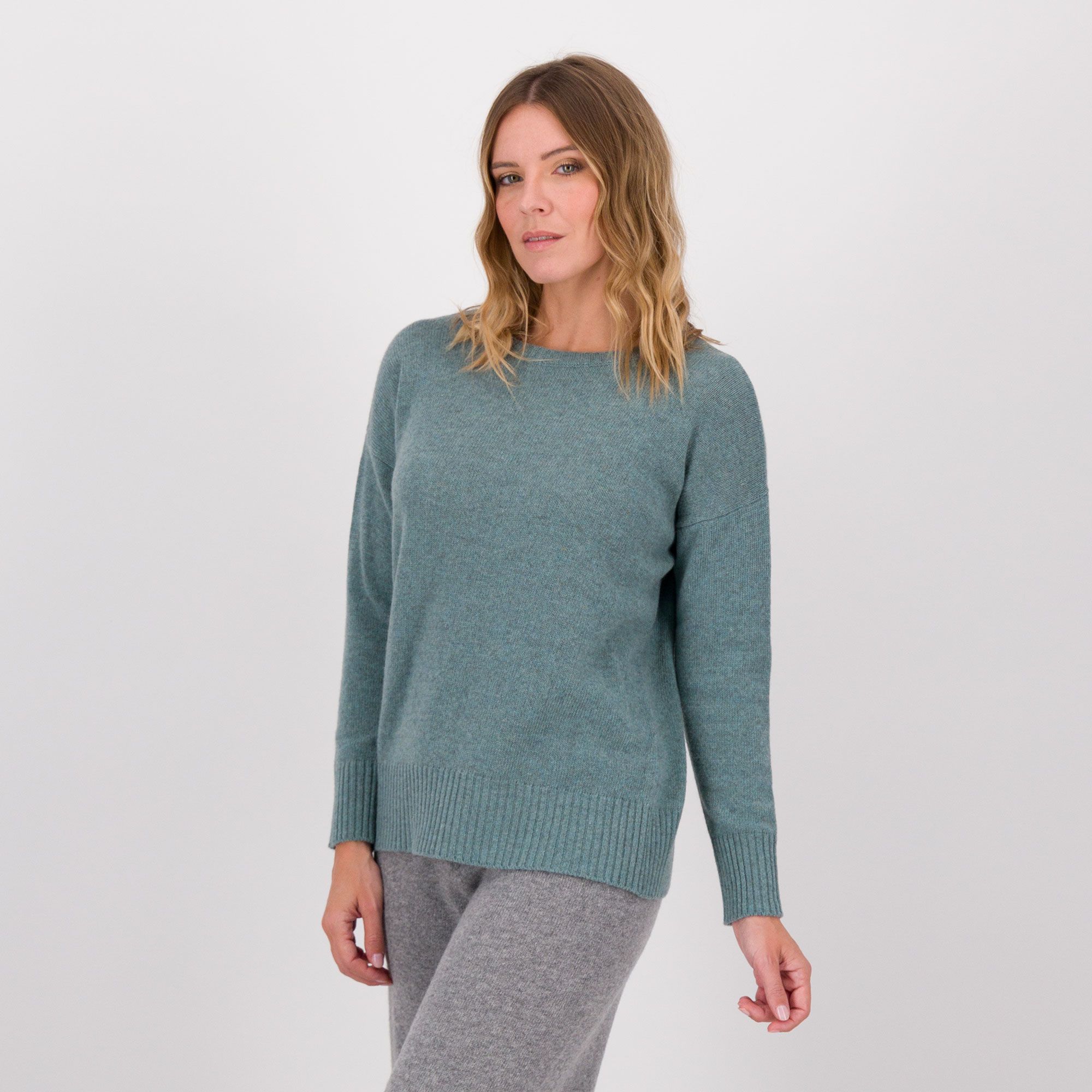 QVC Hekla & Co Maglione over misto lana con cuciture davanti