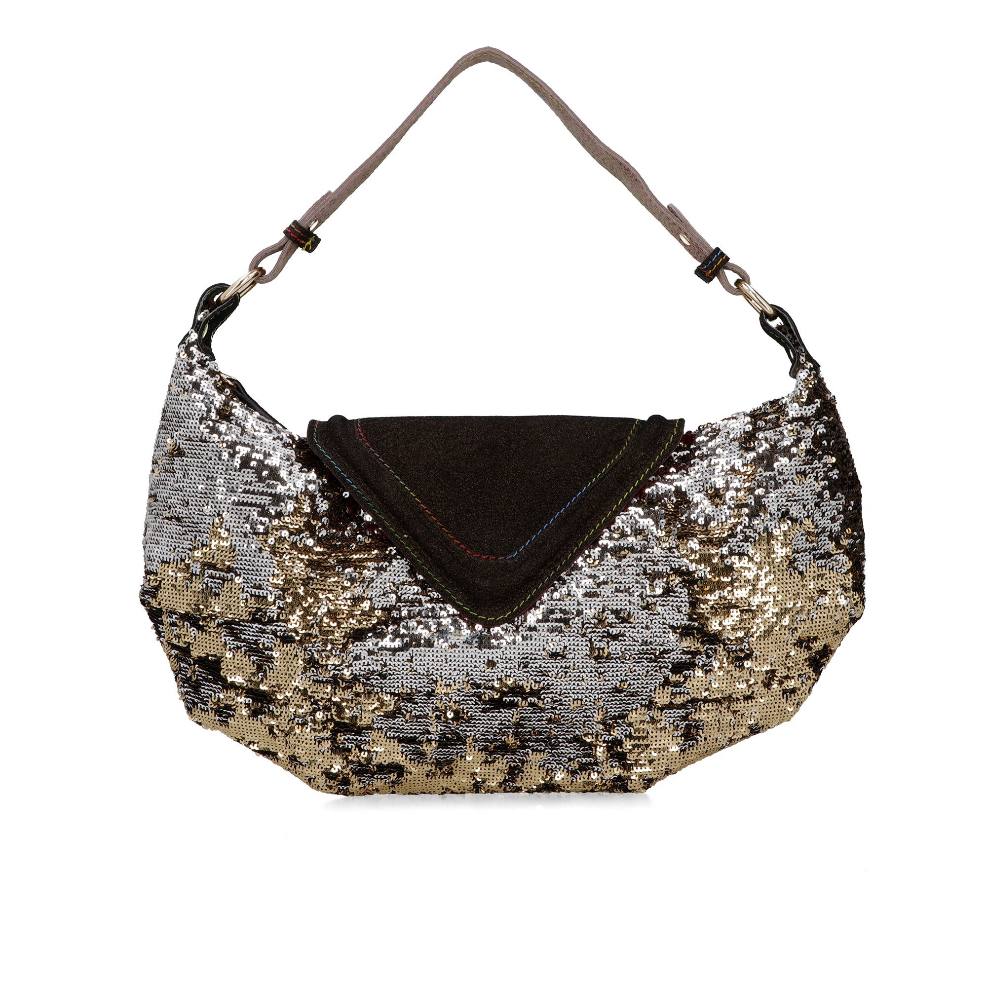 Ebarrito
Borsa a spalla
in pelle patchwork
con manico superiore