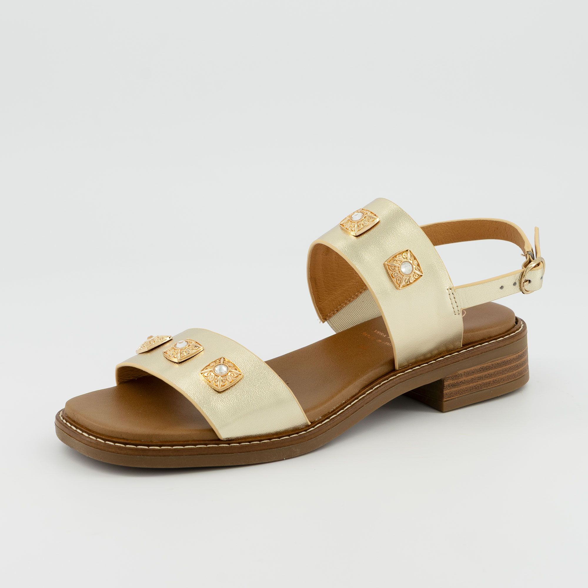 Galieti Sandali in pelle con due fasce e tacco 2,5 cm