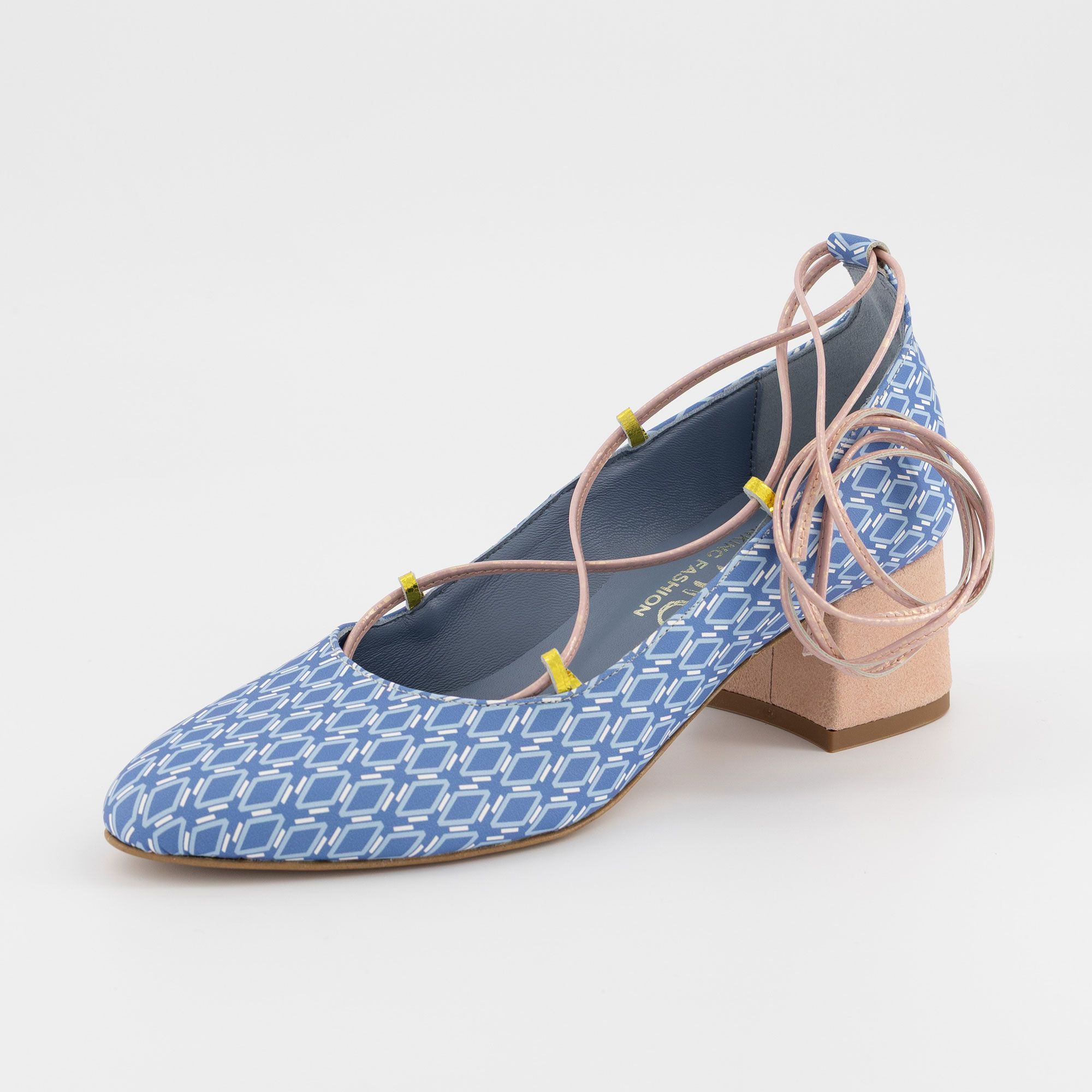 Ebarrito Décolleté in pelle patchwork con tacco 5cm