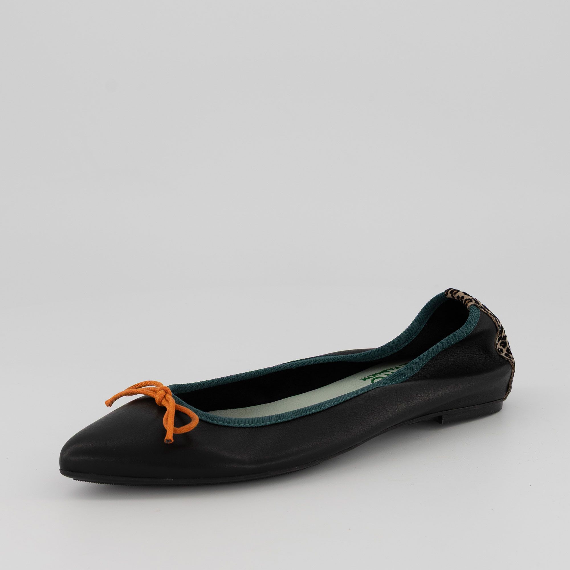 Ebarrito Ballerine in pelle patchwork con fiocchetto