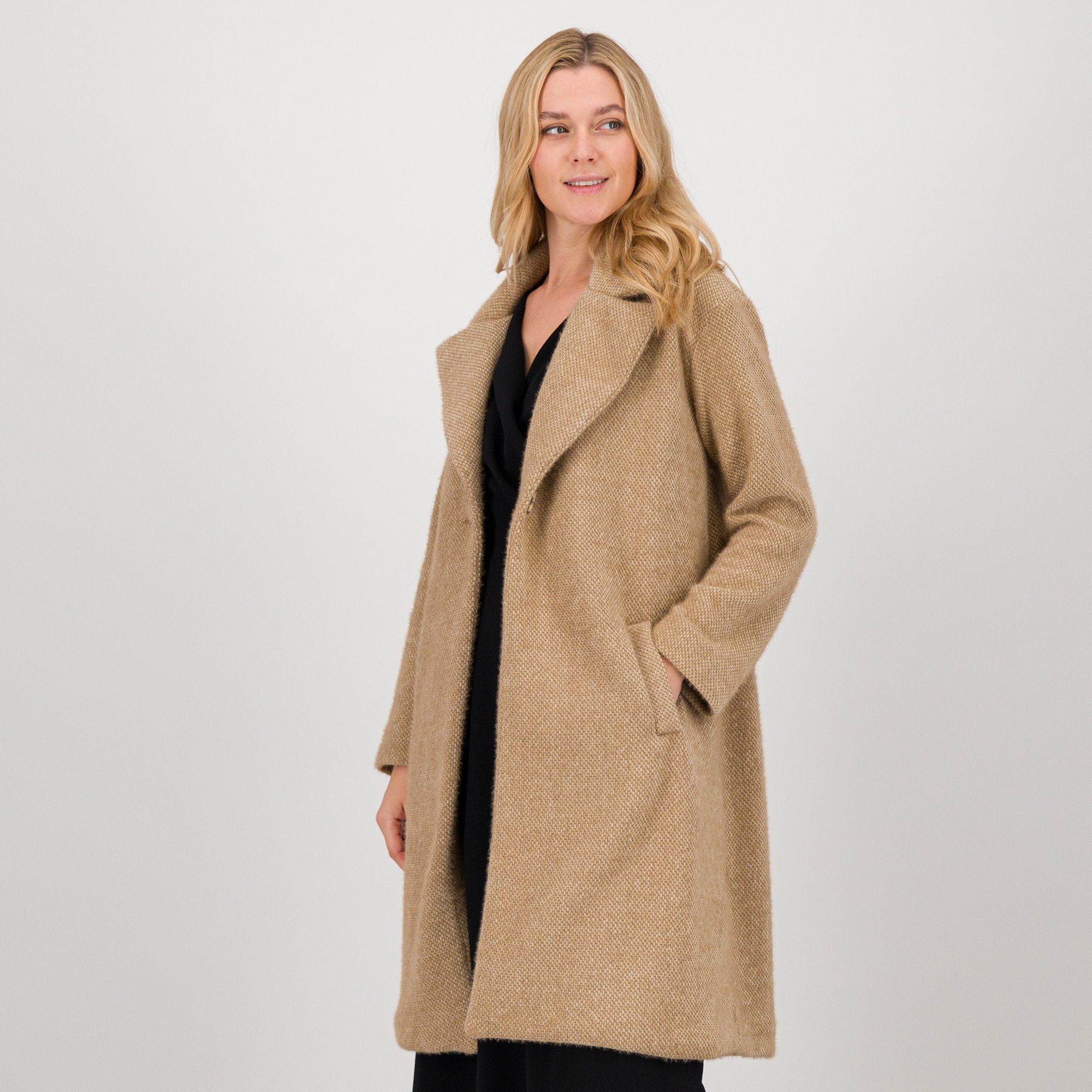 QVC M’ama Cappotto in maglia effetto velour con collo revers