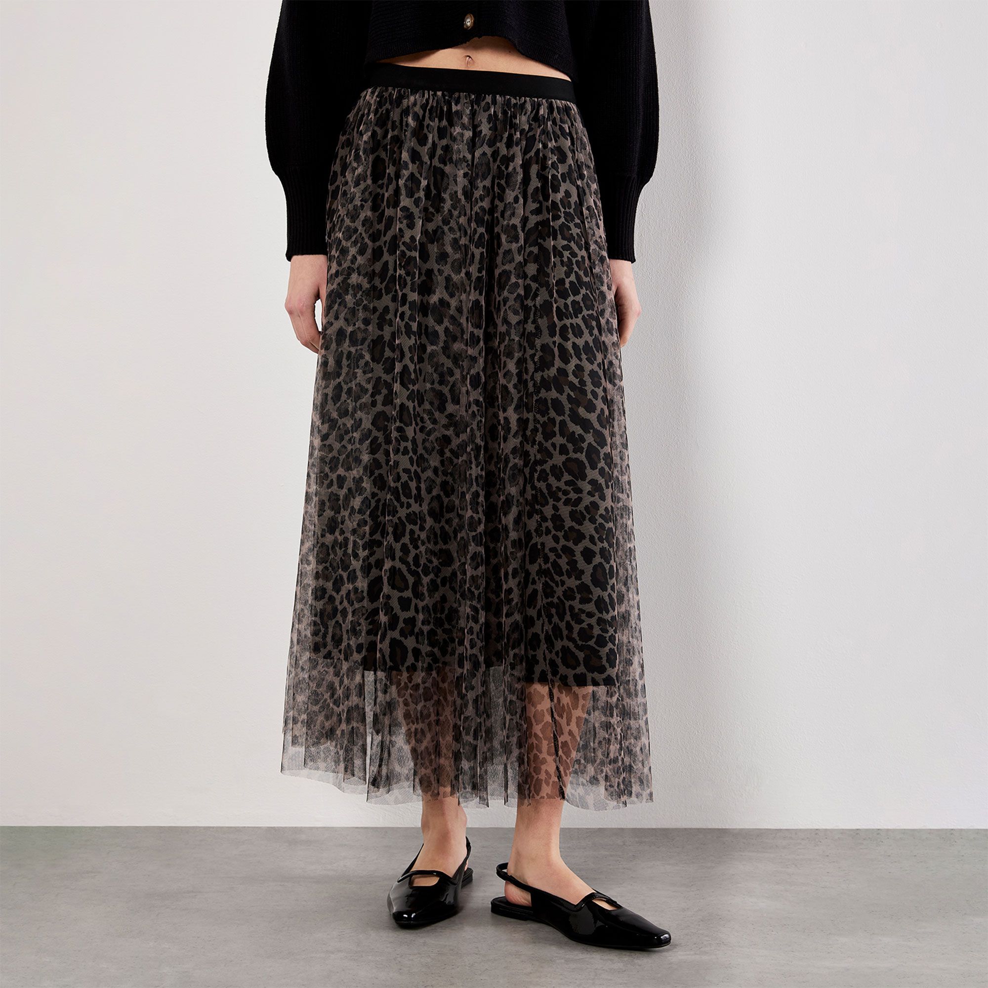 Apricot
Gonna lunga
fantasia leopardata
in tulle