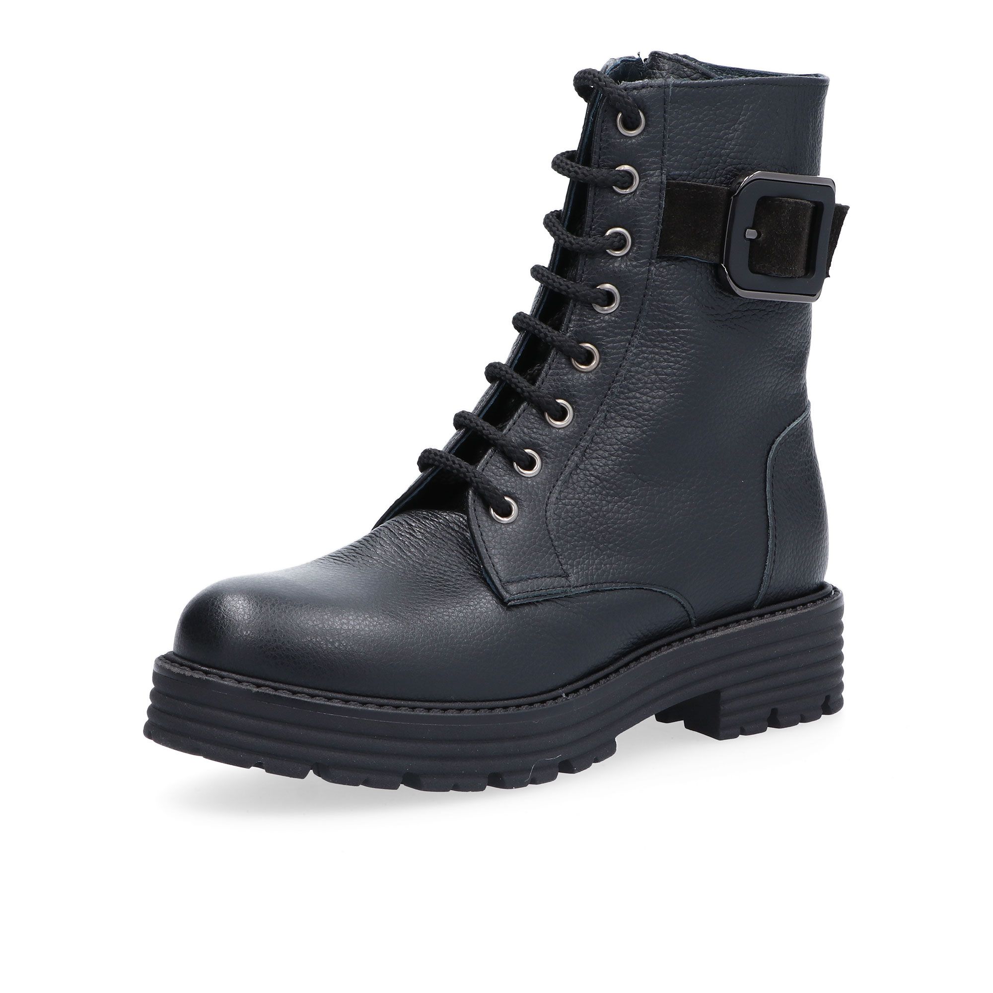 Soffice Sogno
Anfibi in pelle
con maxi fibbia
decorativa, tacco 4cm