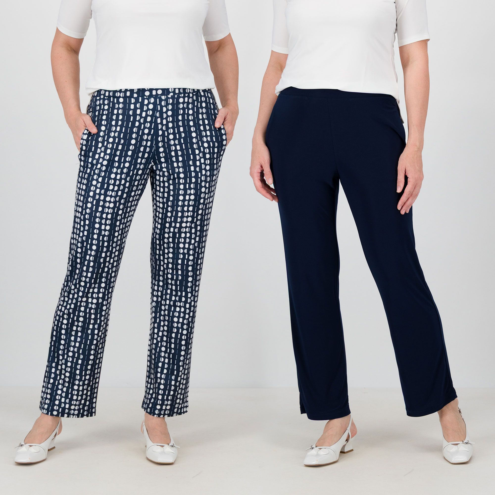 Nina Leonard
Set 2 pantaloni
lunghi con gambe
dritte ed elastico
