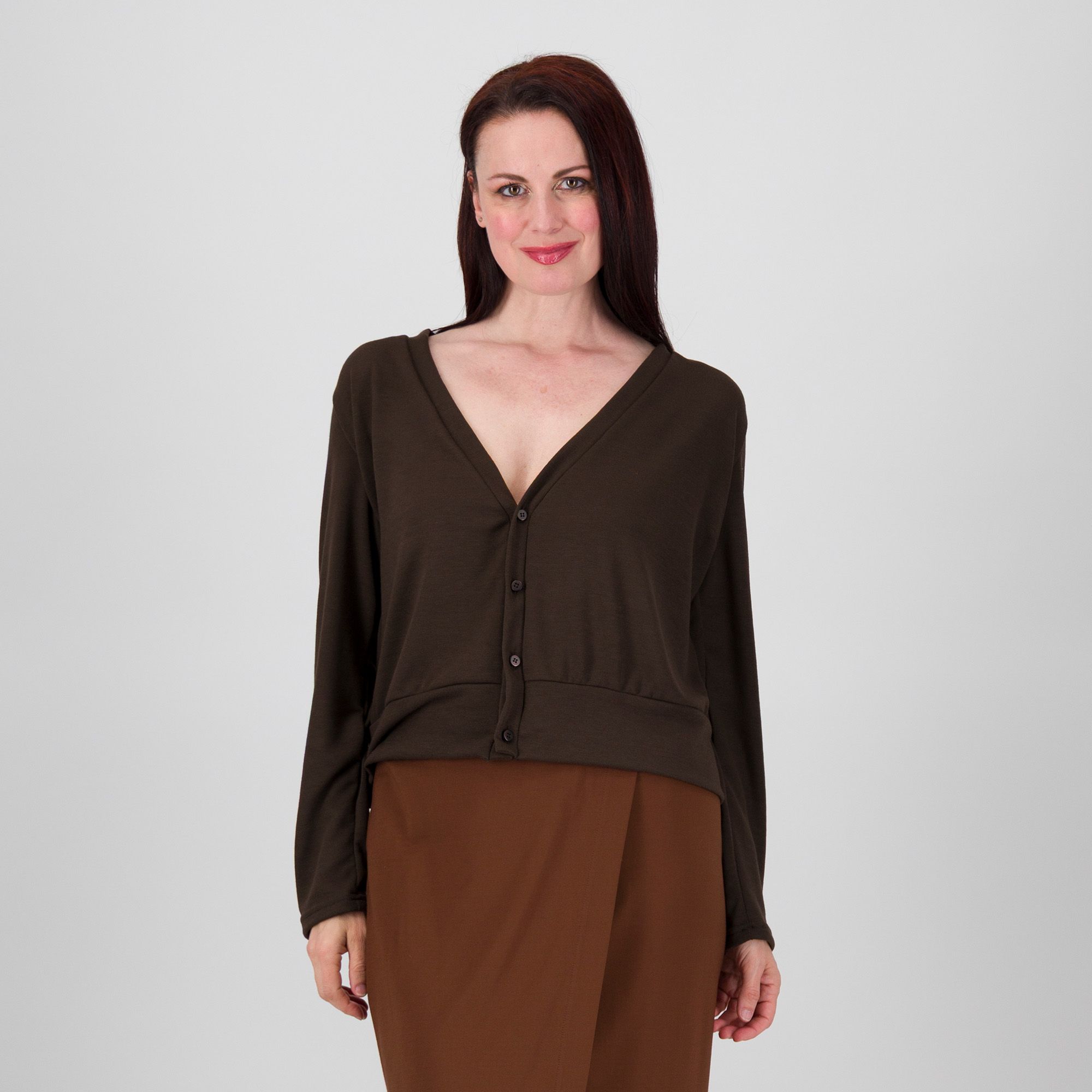 Caterina Lancini Cardigan in misto viscosa con scollo a V a maniche lunghe