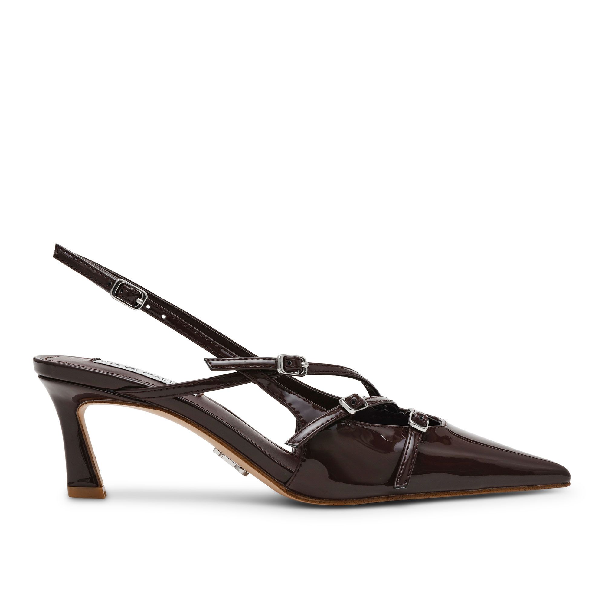 Steve Madden
Slingback effetto
vernice con cinturini
e tacco 5,5 cm